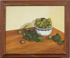 Antica natura morta americana modernista con frutta incorniciata Vista interna  Pittura a olio