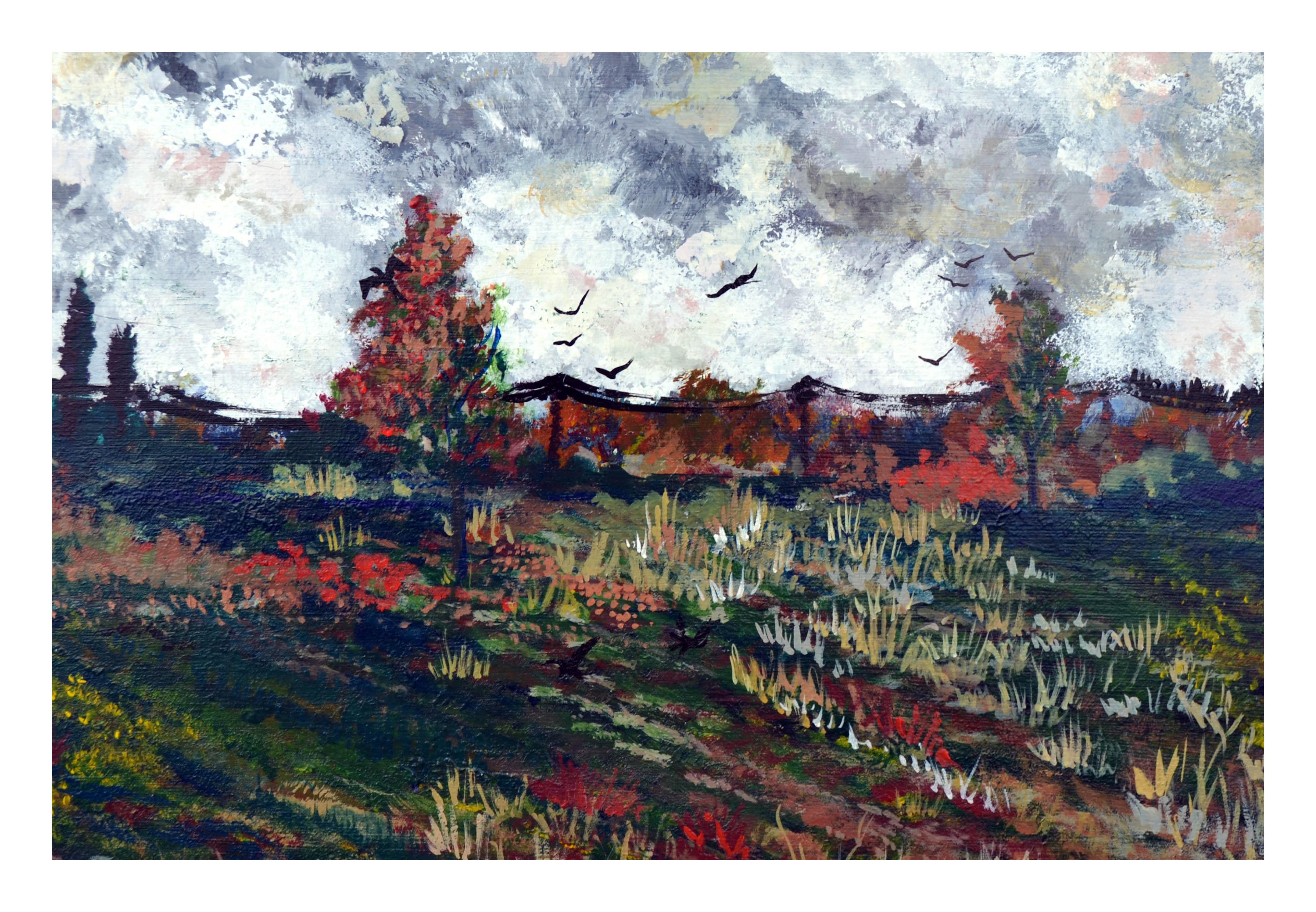 Paisaje de época -- Campo de flores silvestres en flor - Painting de Connie Jean Fielding