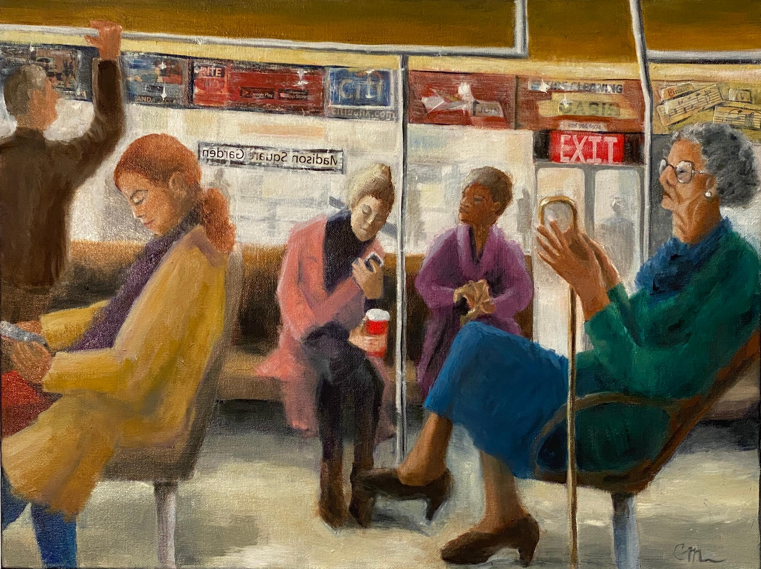 Connie Millholland Portrait Painting - Bus People, Oil Painting