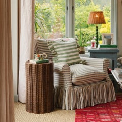 Connie Wavy Side Table, Hand-Crafted Rattan, Teak-Stained Finish, UK