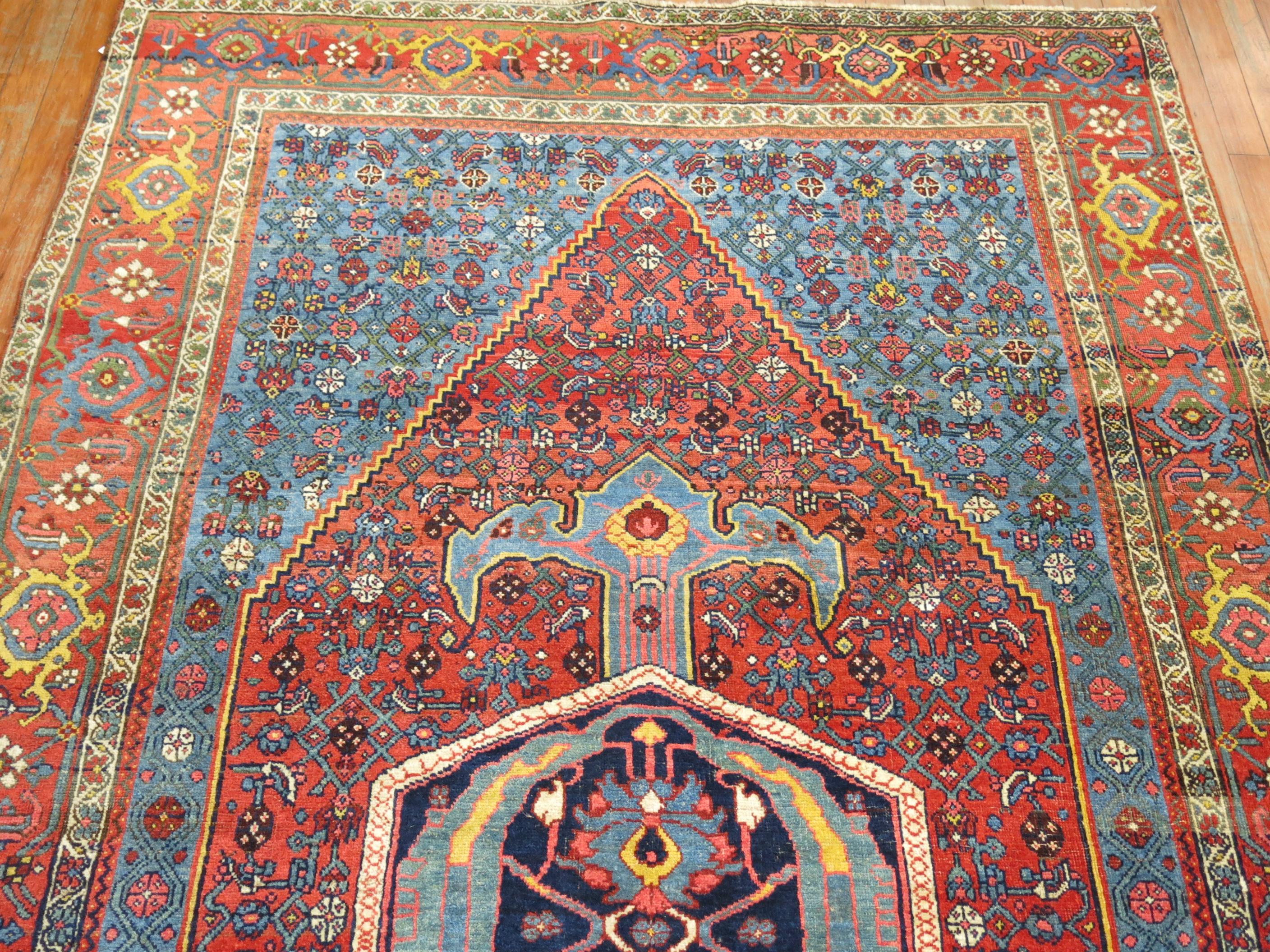 Hand-Woven Connoisseur Large Scale Formal Persian Bidjar Accent Size Rug For Sale