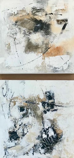 "Abstract 1444 & 1445" - Heavily Textured Mixed Media on Canvas