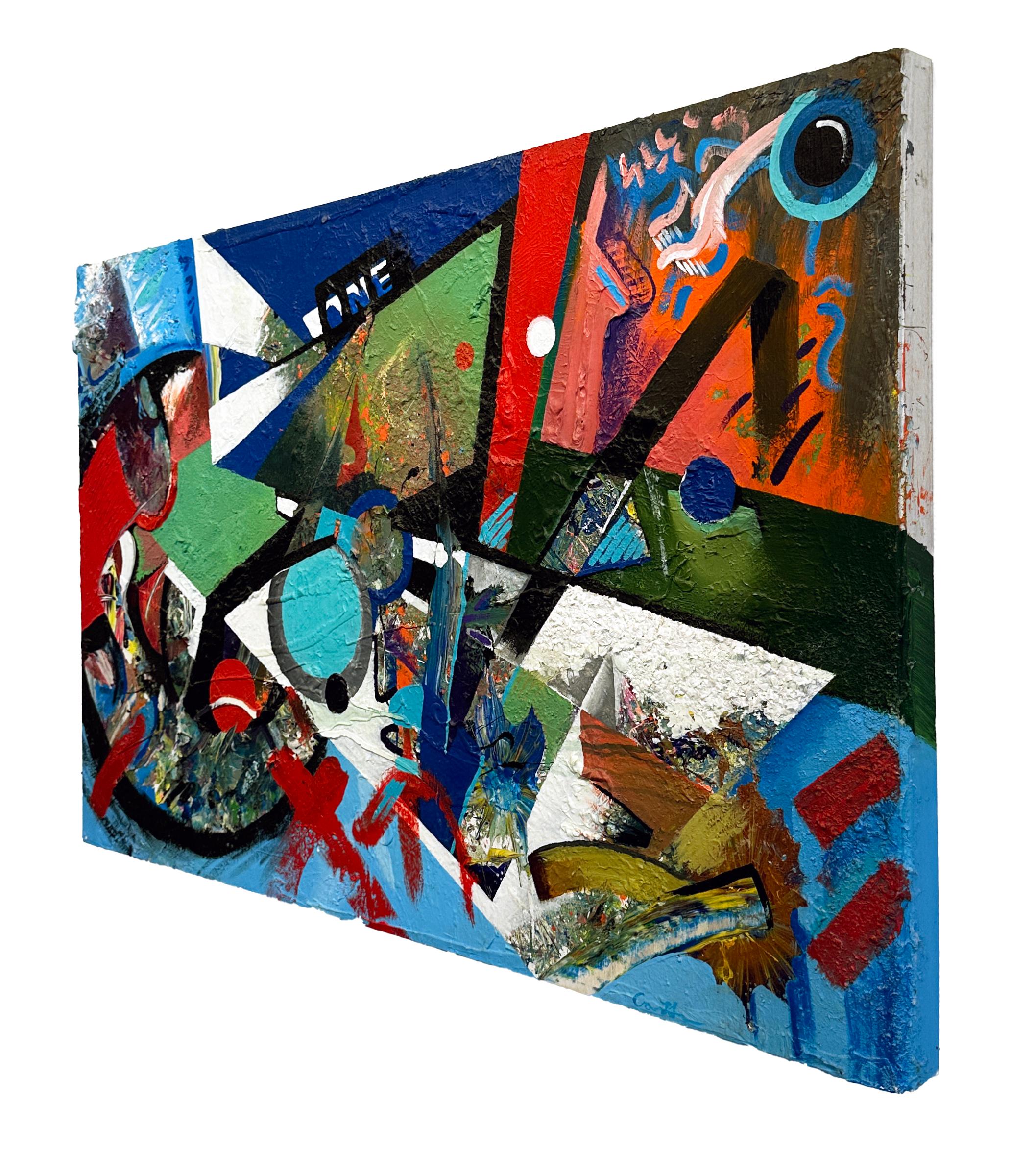 Disparate - Expressionnisme abstrait, peinture de style graffiti, couleurs vives en vente 1