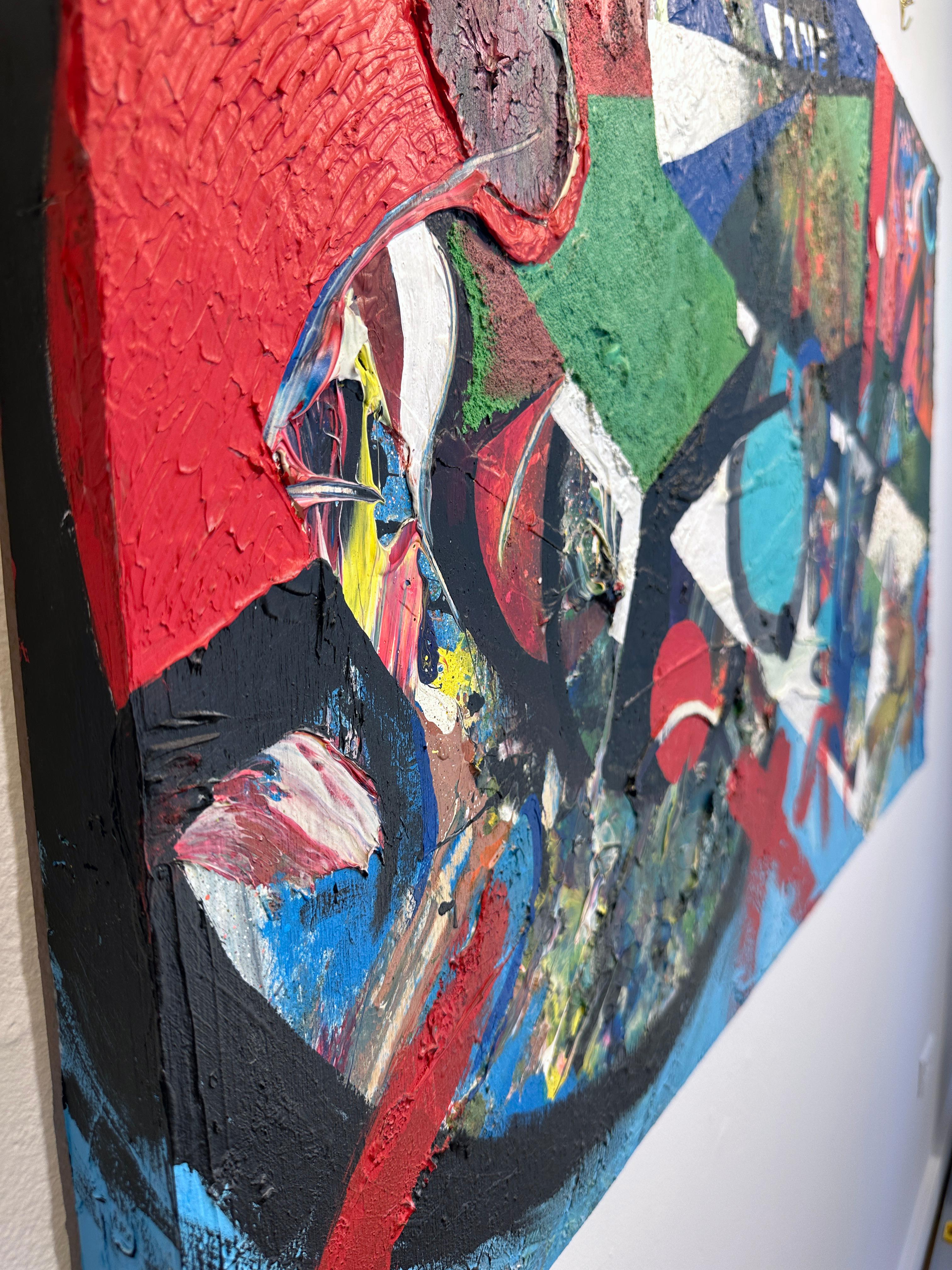 Disparate - Expressionnisme abstrait, peinture de style graffiti, couleurs vives en vente 5