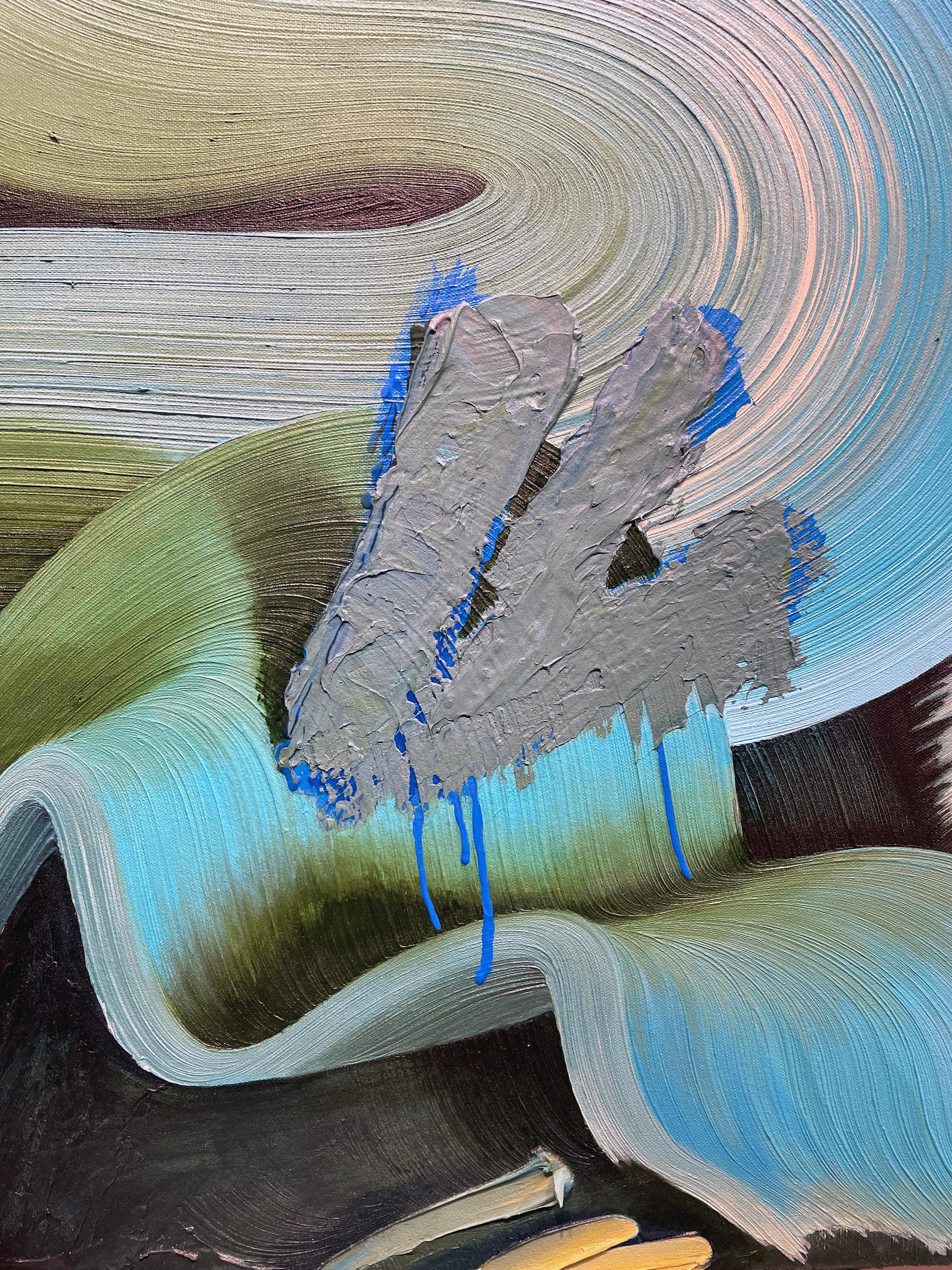 Haven, Abstrakter Expressionismus, Gemälde im Graffiti-Stil in Blau- und Grüntönen im Angebot 3