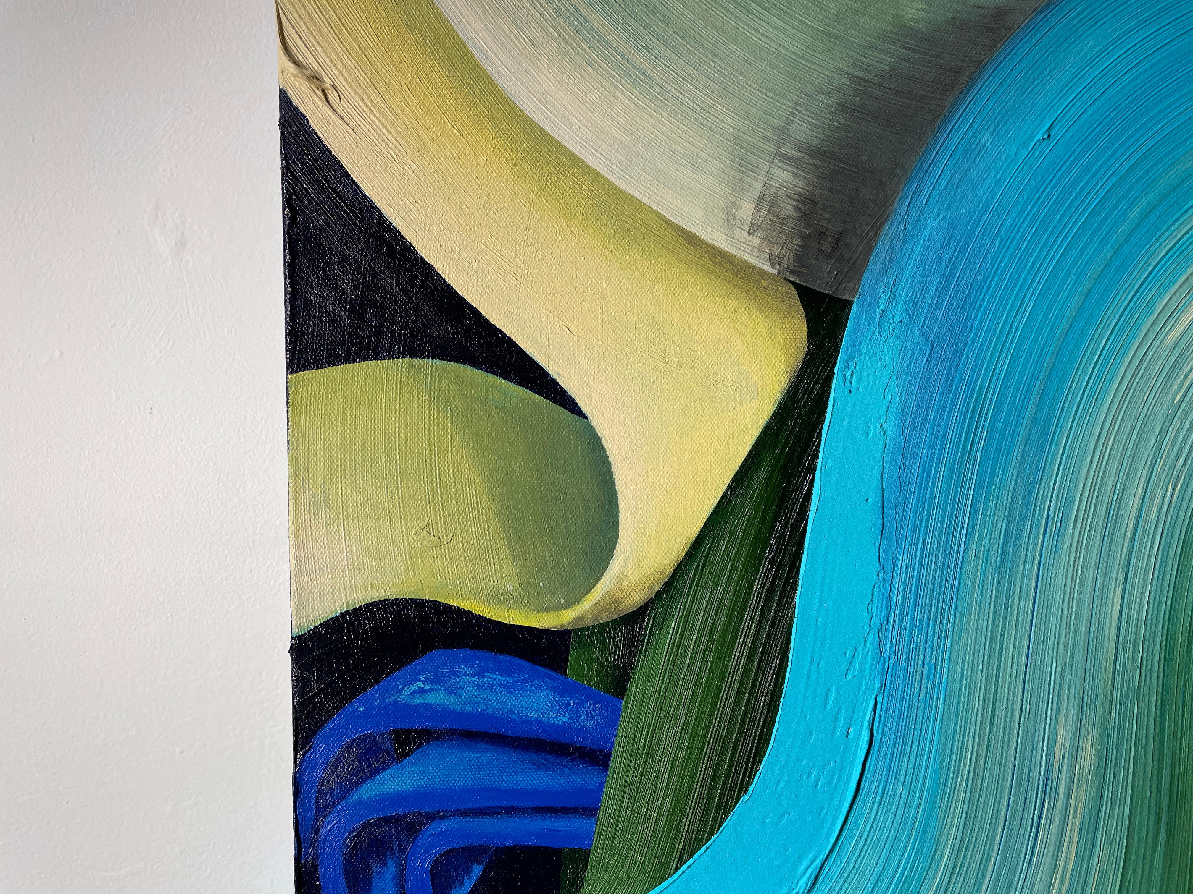 Haven, Abstrakter Expressionismus, Gemälde im Graffiti-Stil in Blau- und Grüntönen im Angebot 4