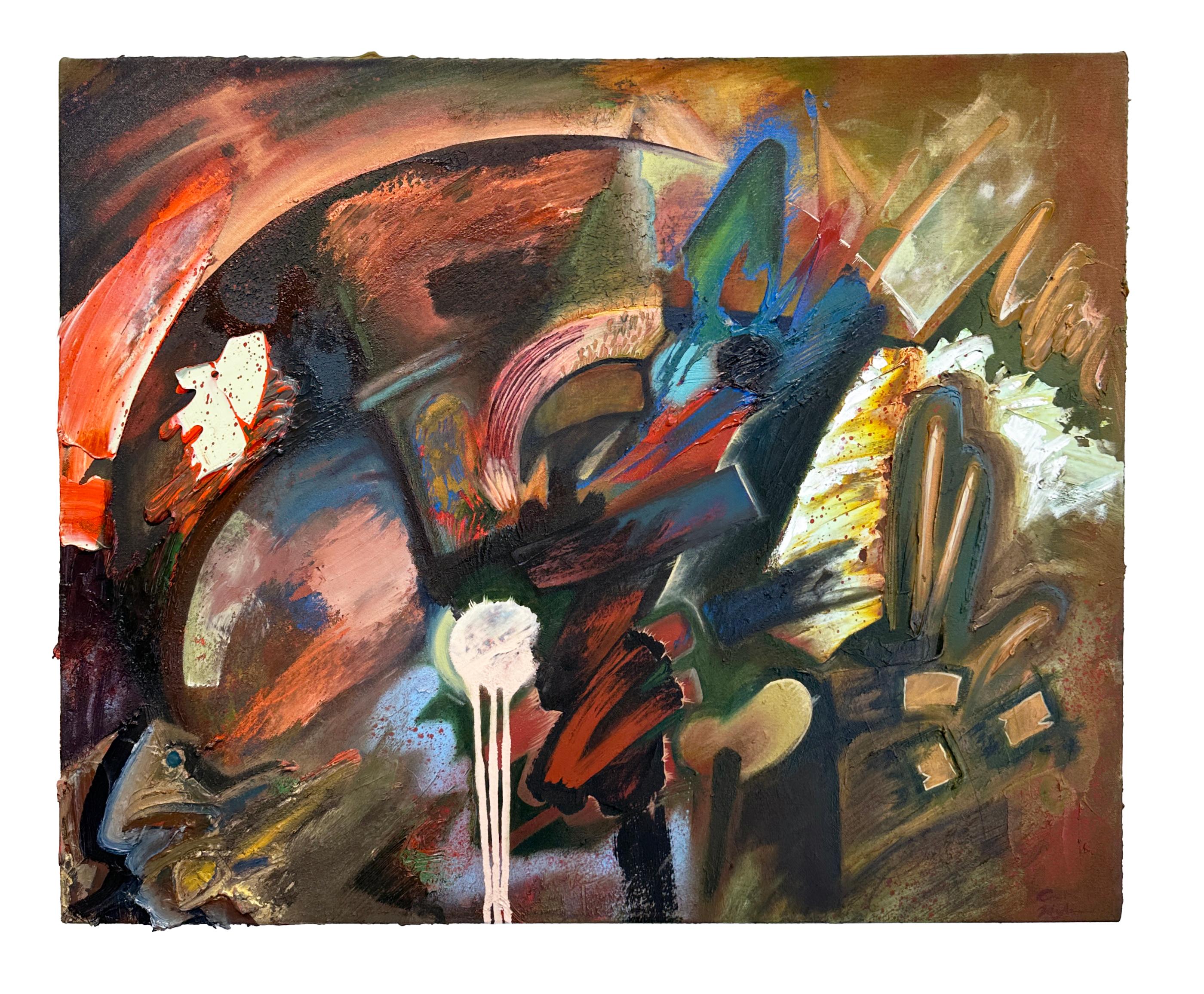 Connor Hughes Abstract Painting - Mandrill - Abstract Expressionism, Graffiti-Style Painting with Bright Colors
