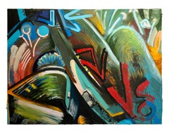 Waves - Abstract Expressionism, Graffiti Style Painting, Bright Colors