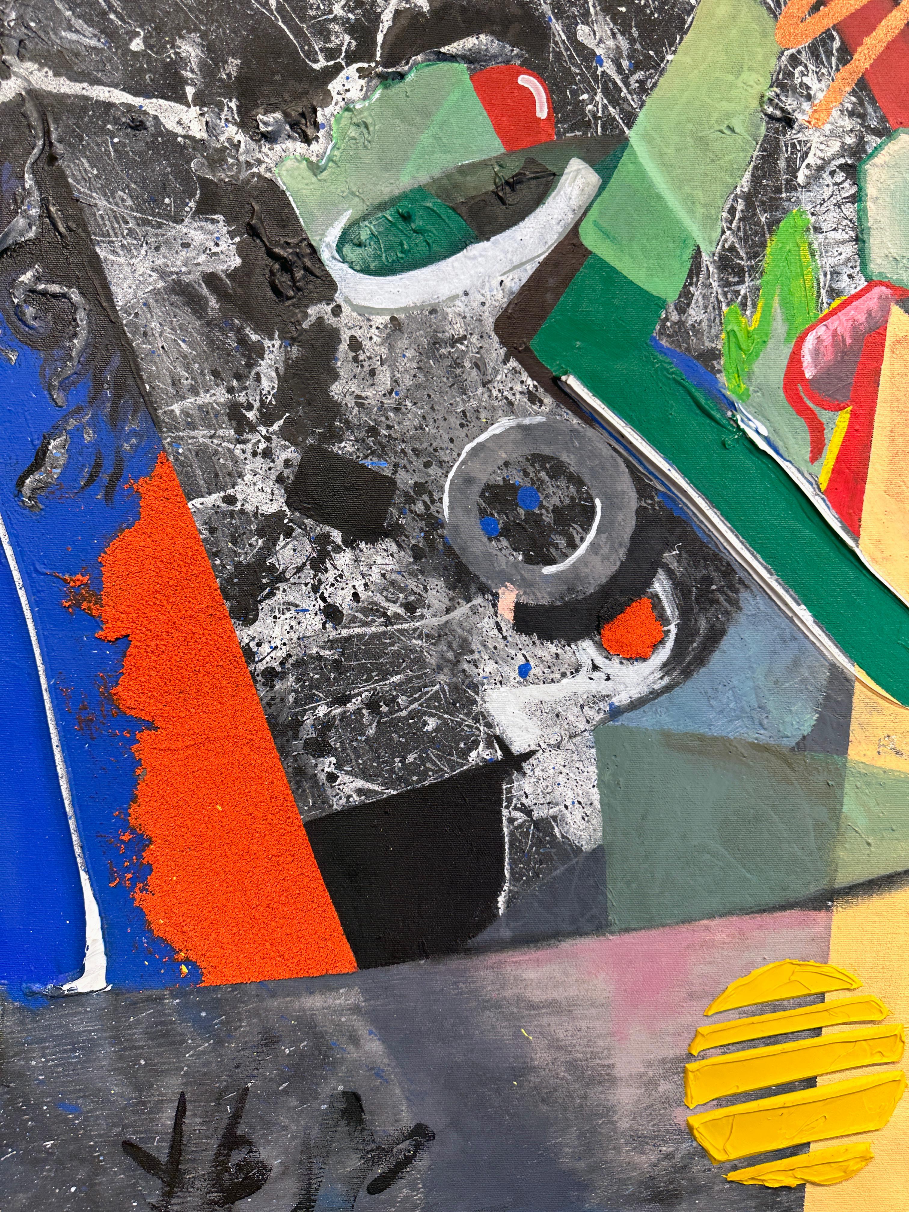 Where and When – Abstrakter Expressionismus, Gemälde im Graffiti-Stil, leuchtende Farben im Angebot 3