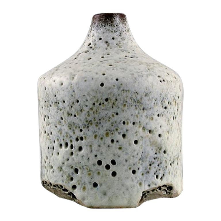 Conny Walther, Danish Ceramist, Unique Vase in Glazed Ceramics, 1964 For Sale