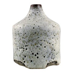 Vintage Conny Walther, Danish Ceramist, Unique Vase in Glazed Ceramics, 1964