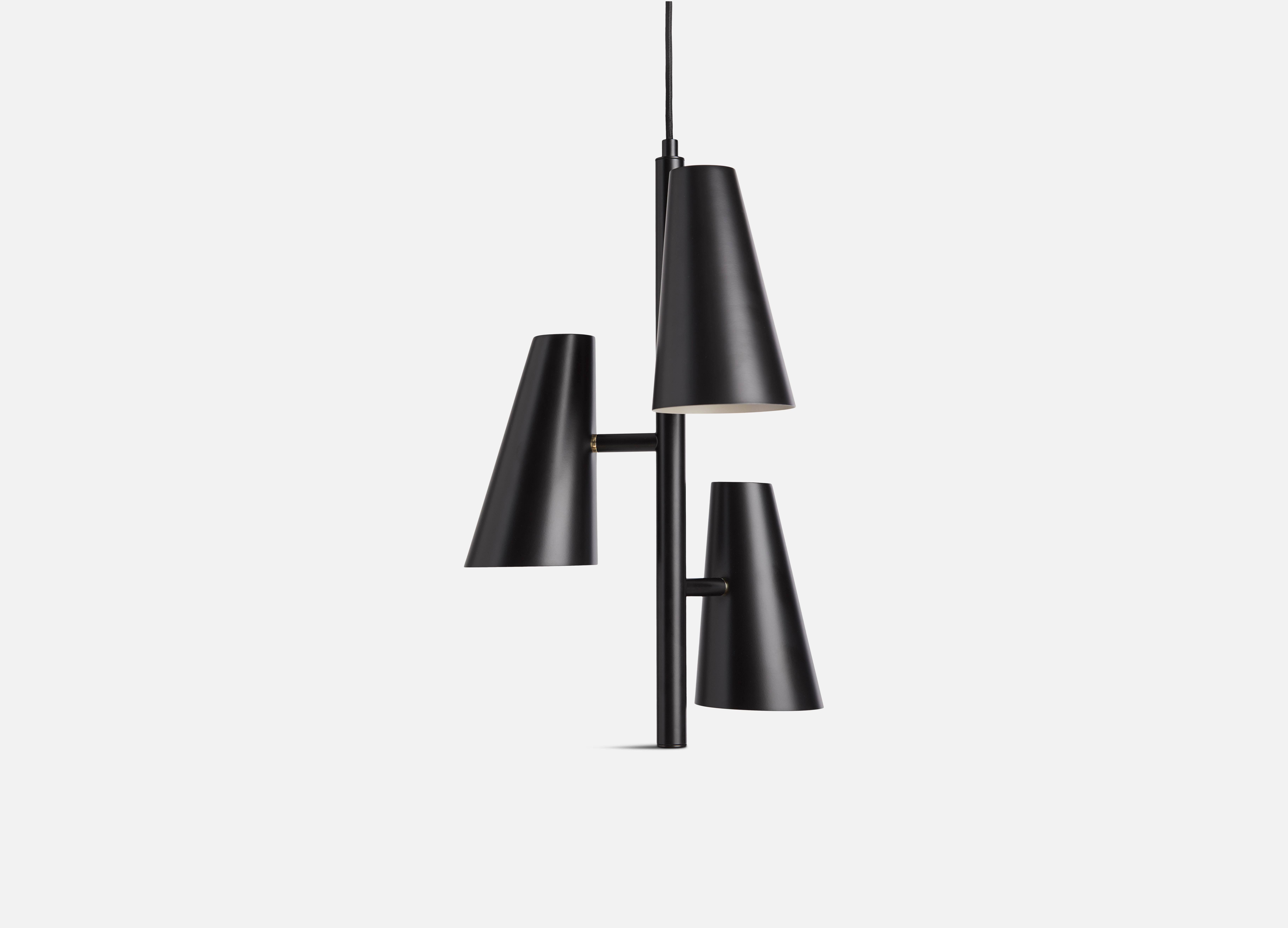 Cono 3 shades pendant lamp by Benny Frandsen.
Materials: metal.
Dimensions: D 36 x H 50 cm.

Benny Frandsen is a renowned and experienced danish designer and founder of the lighting company frandsen, which has designed, manufactured and marketed