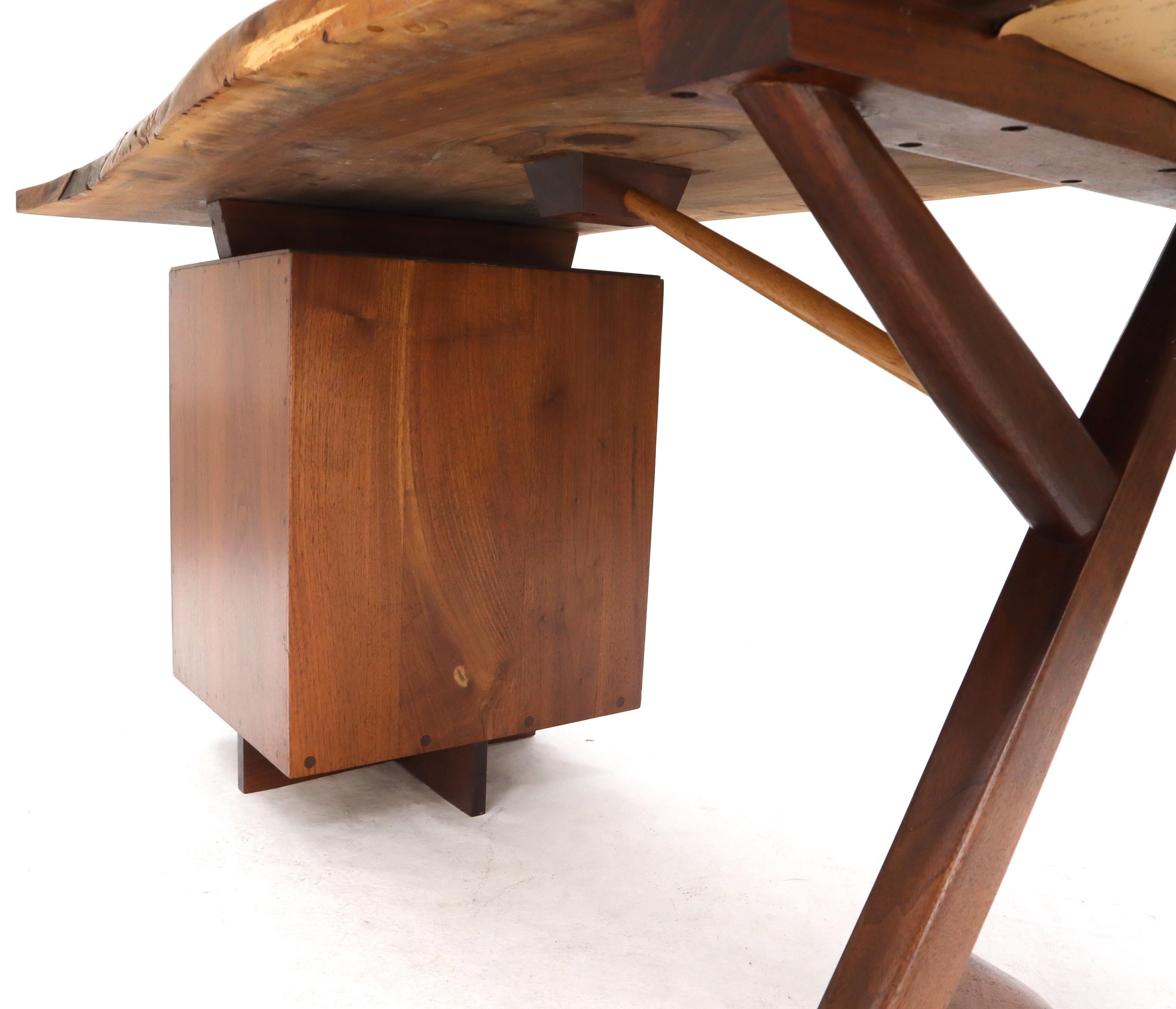 Conoid Cross Leg Desk in Walnut by George Nakashima Dated Documented, 1971 For Sale 5