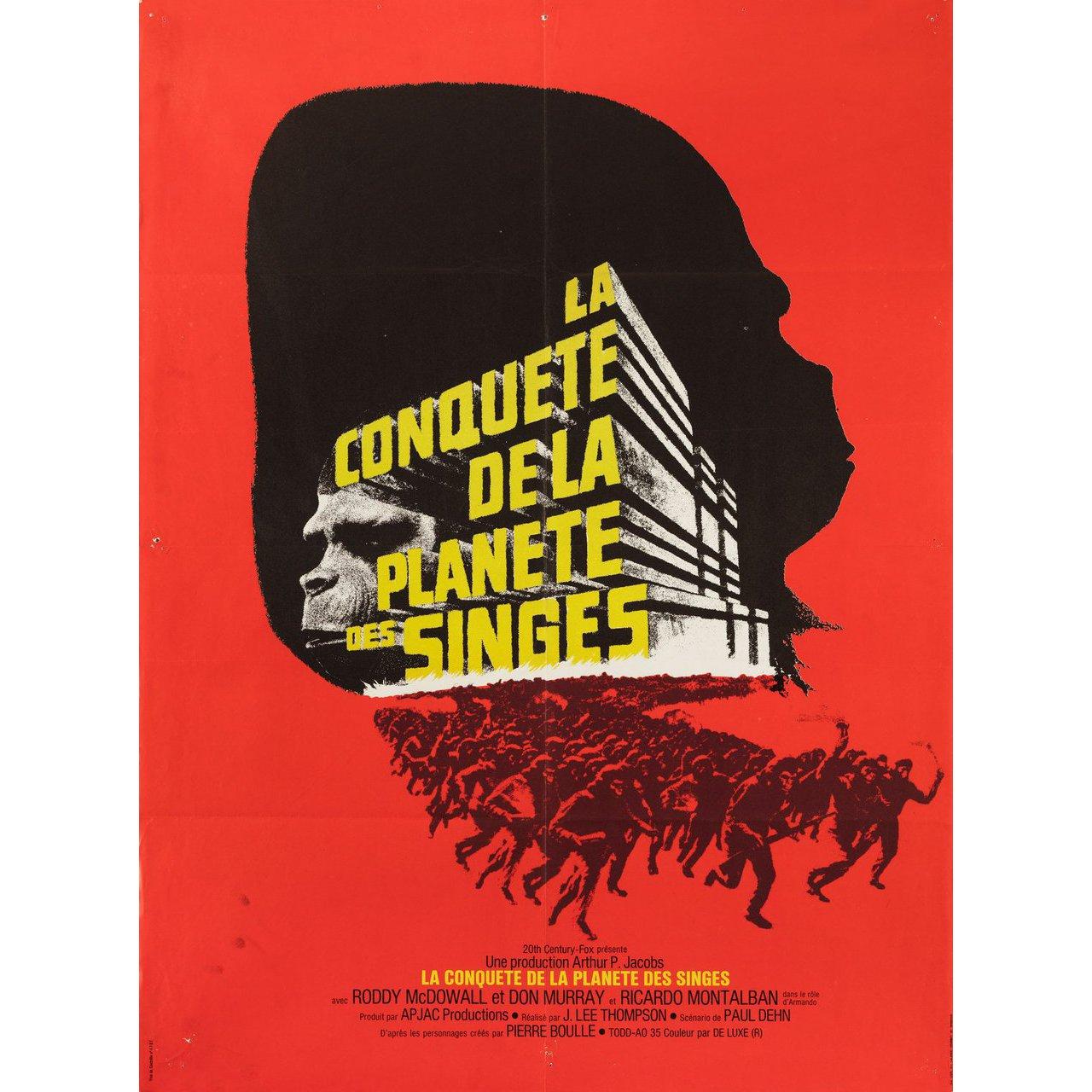 Original 1972 French moyenne poster for the film Conquest of the Planet of the Apes directed by J. Lee Thompson with Roddy McDowall / Don Murray / Natalie Trundy / Hari Rhodes. Very Good condition, folded with pinholes. Many original posters were