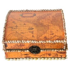 Conquistadores Treasure Box Sea Shell Encrusted with Map