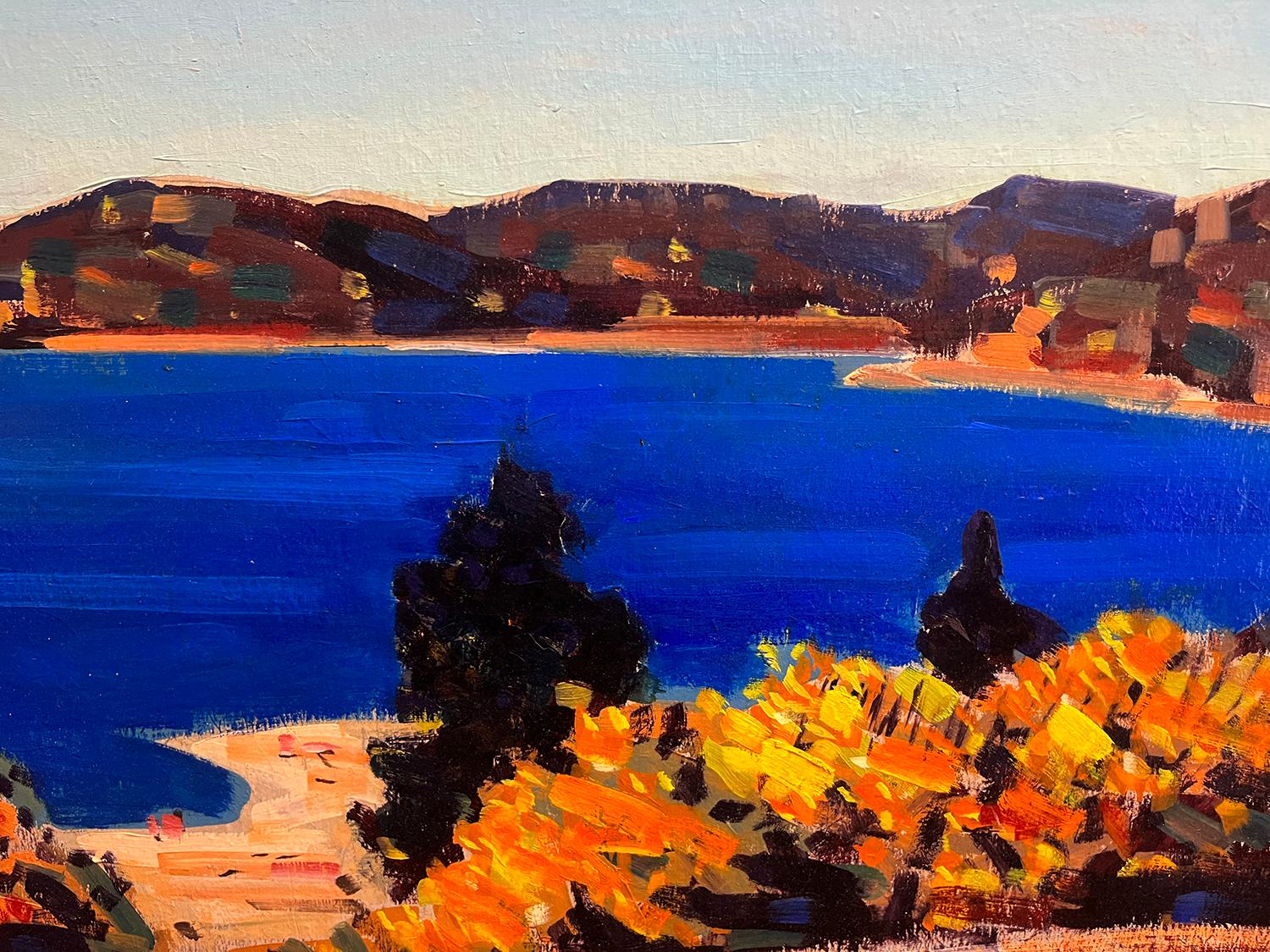 Tahoe Vista, c. 1945 - Landscape Painting Marrón de Conrad Buff