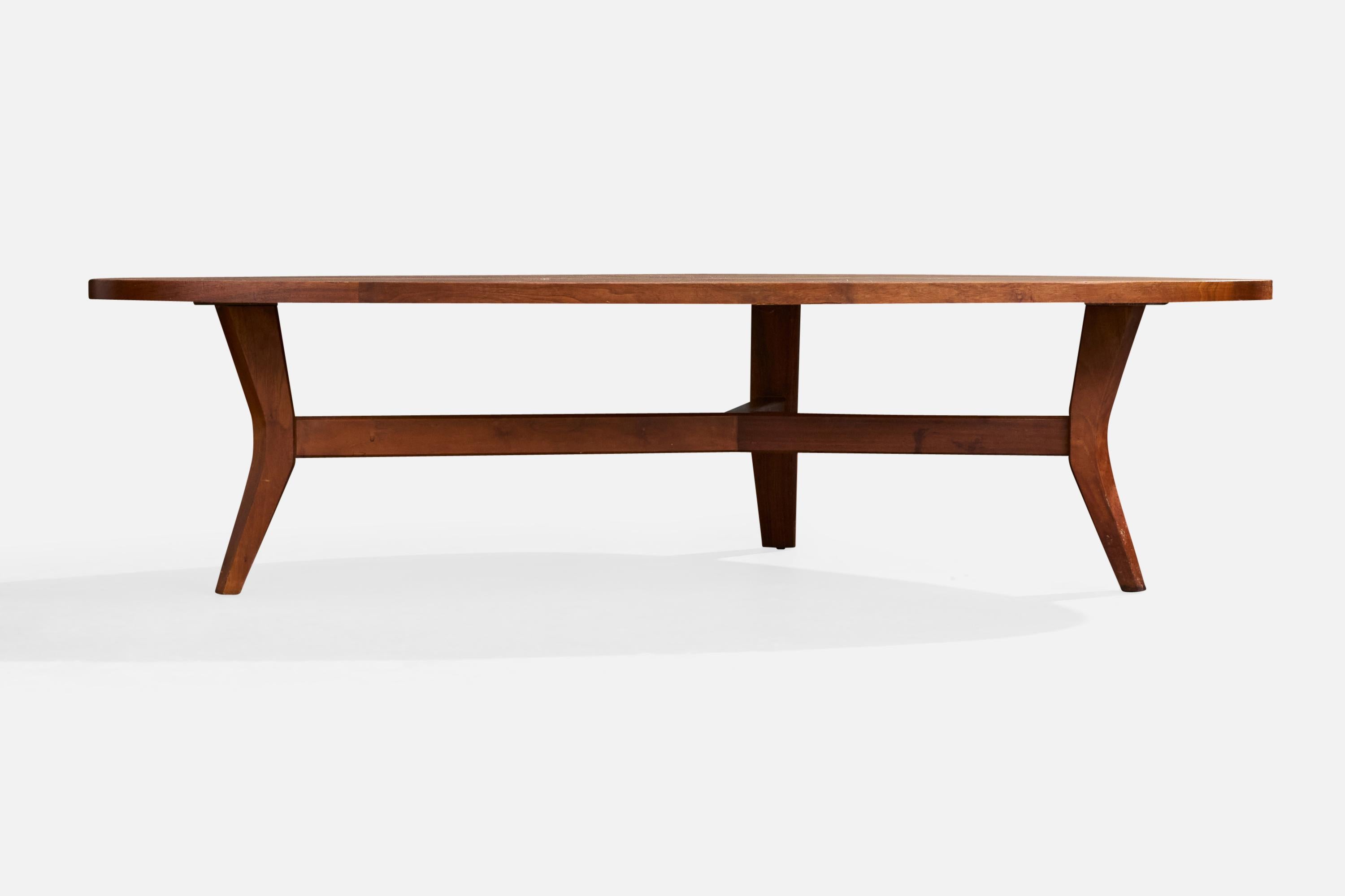 Milieu du XXe siècle Conrad Divine, Coffee Table, Walnut, Resin, USA, 1960s en vente