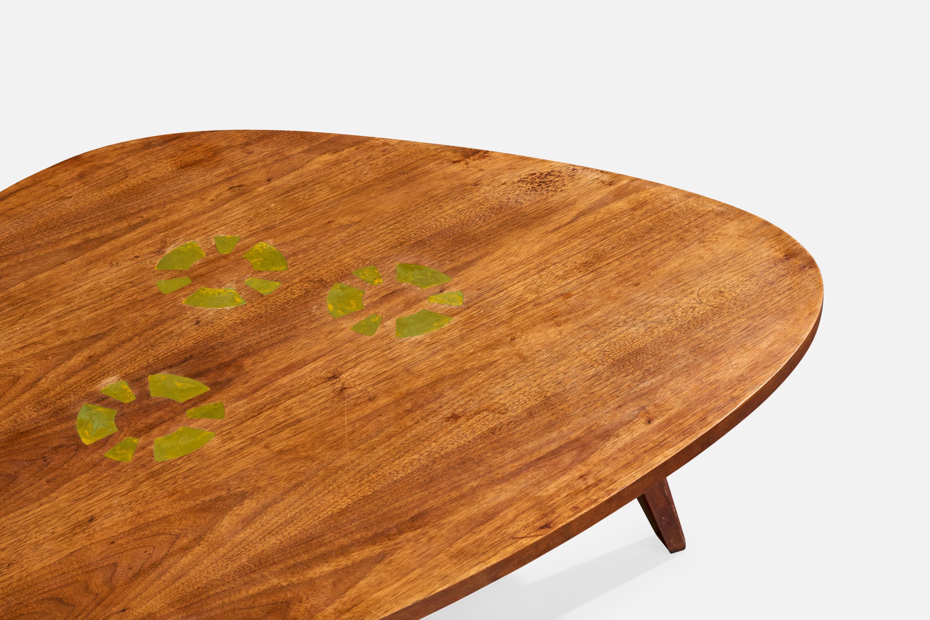 Résine Conrad Divine, Coffee Table, Walnut, Resin, USA, 1960s en vente