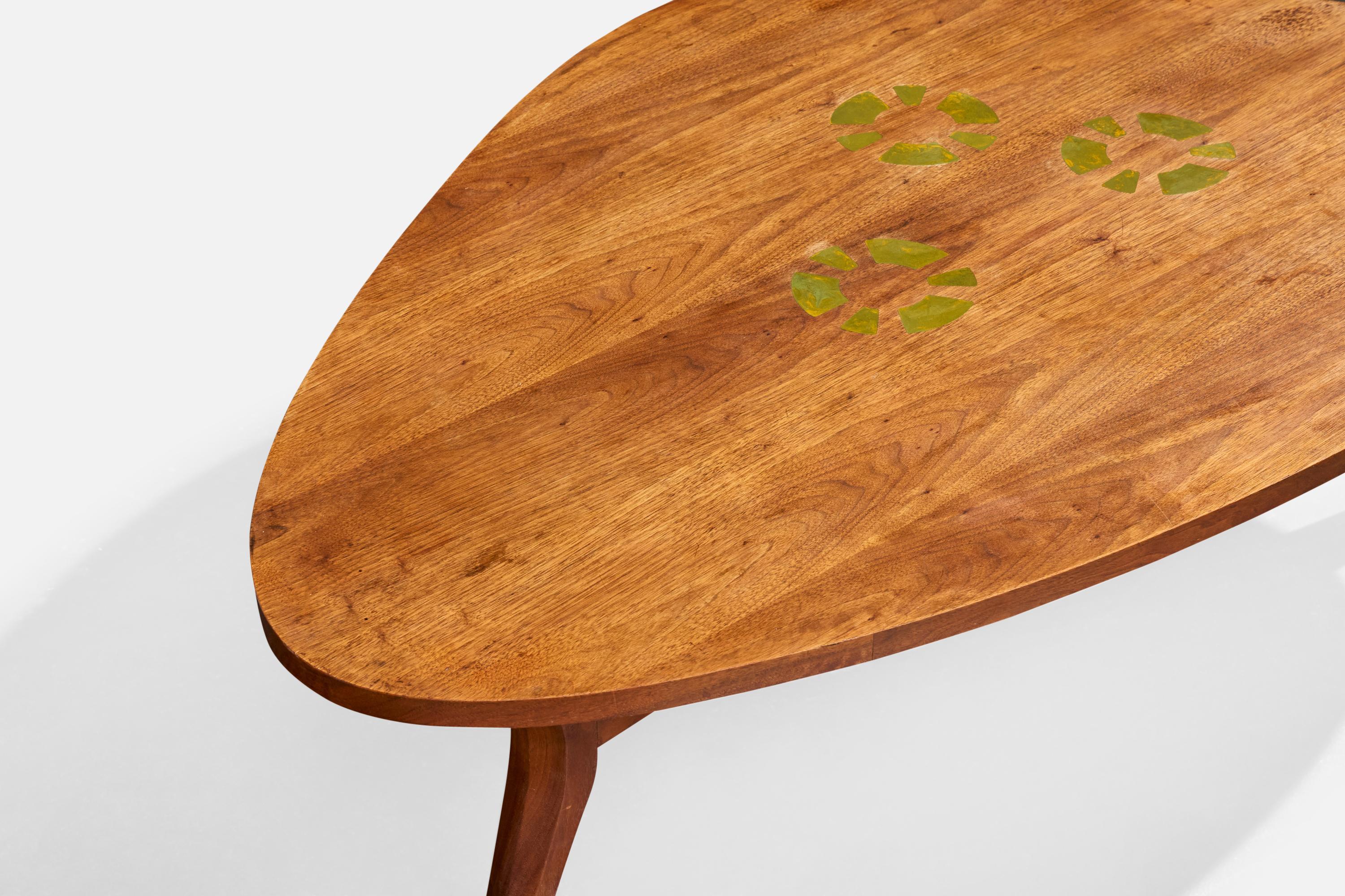 Conrad Divine, Coffee Table, Walnut, Resin, USA, 1960s en vente 1