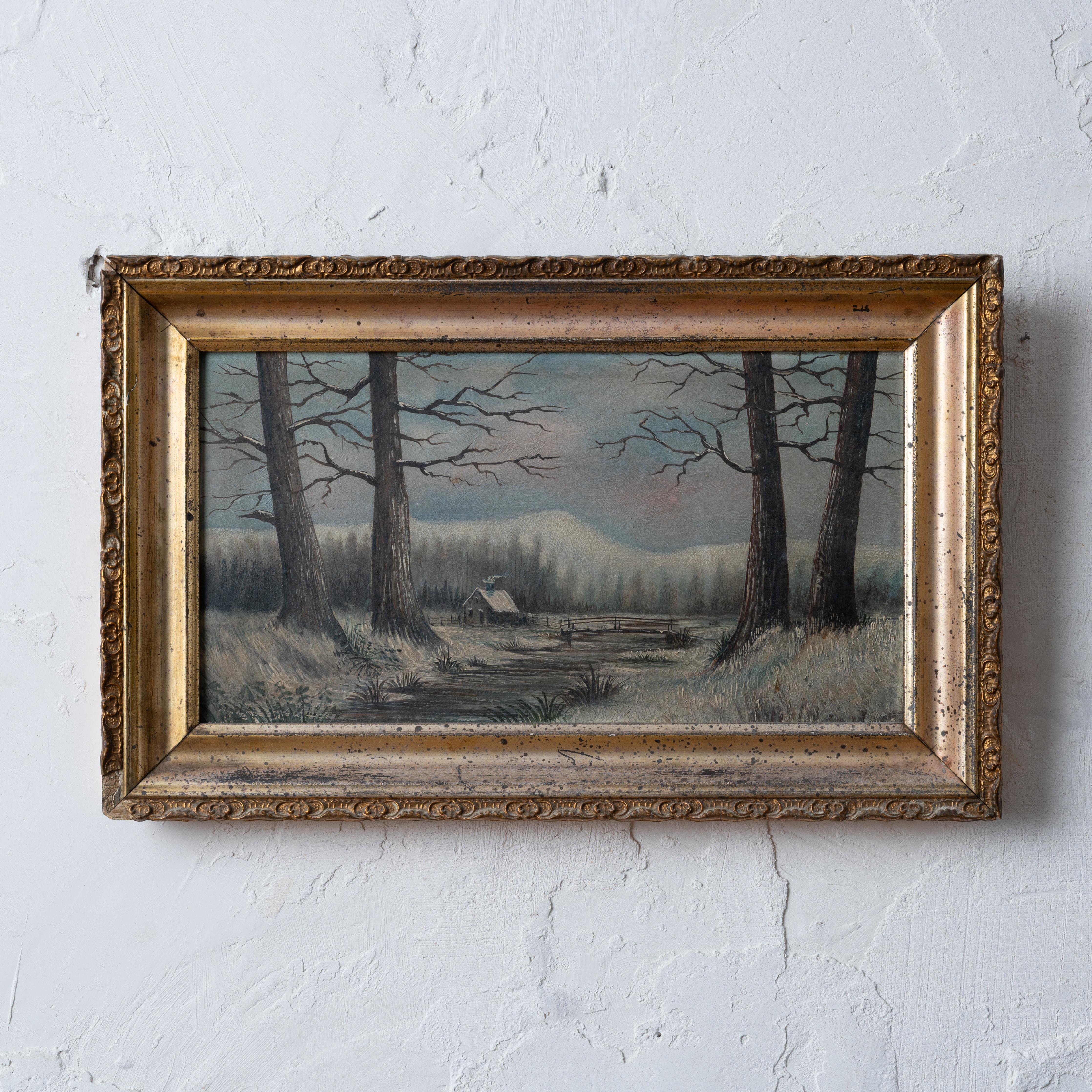 Conrad Frederic Haeseler
(Philadelphia, 1875-1962)

Eine Winterszene auf Karton des Porträtmalers aus Philadelphia.

Sicht: 11 ⅜ mal 6 Zoll

Rahmen: 14 ½ mal 9 Zoll



