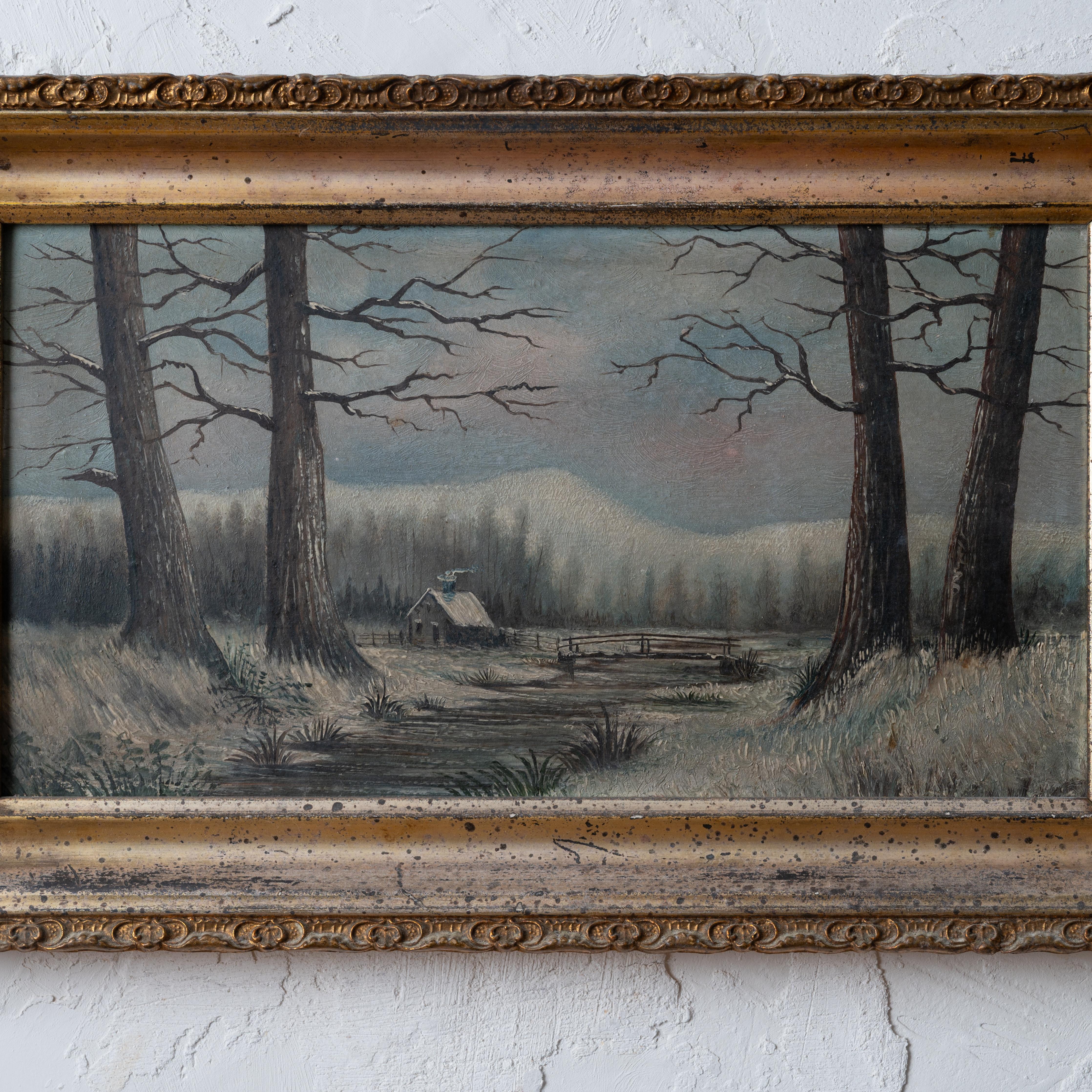 Conrad F. Haeseler Winterszene, Gemälde (amerikanisch) im Angebot