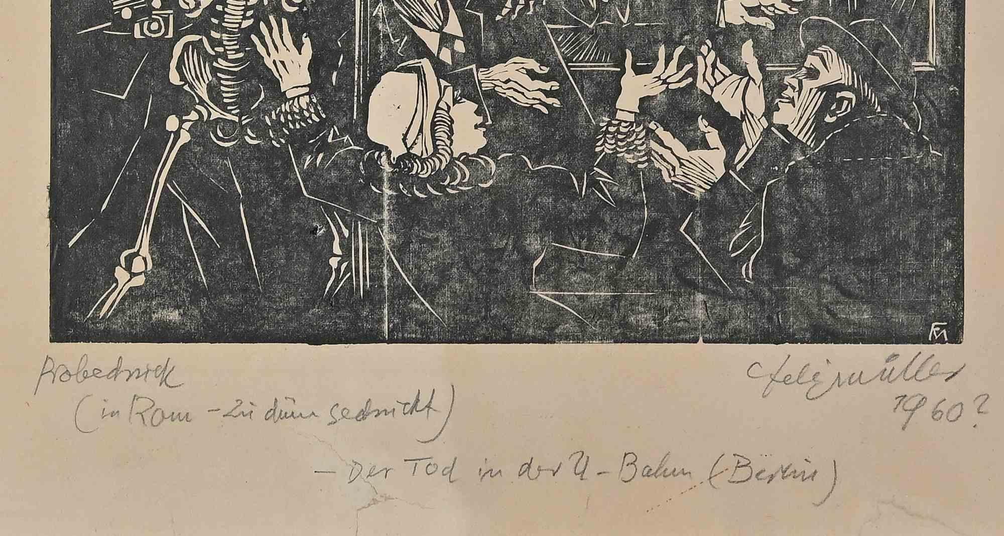 Der Tod - Holzschnitt von Conrad Felixmüller - 1960 ca  – Print von Conrad Felixmuller
