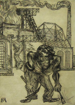 Antique The Old Collier - Hand Signed Drypoint - German Expressionism