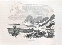 Termopili - Acquaforte di Conrad Friedrich Strahlheim - 1837