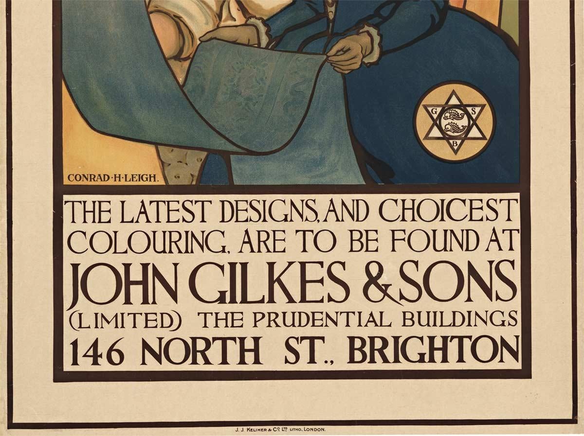 Papiers peints et décorations originaux John Gilkes & Sons vintage poster - Art nouveau Print par Conrad H Leigh