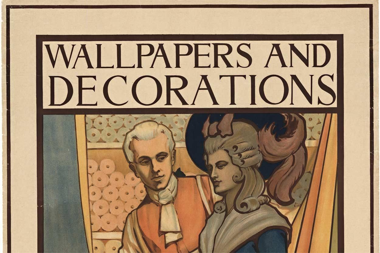 Papiers peints et décorations originaux John Gilkes & Sons vintage poster - Beige Figurative Print par Conrad H Leigh