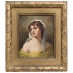 Conrad Keisel Signed Oil on Board Portrait of Young Beauty, circa 1900