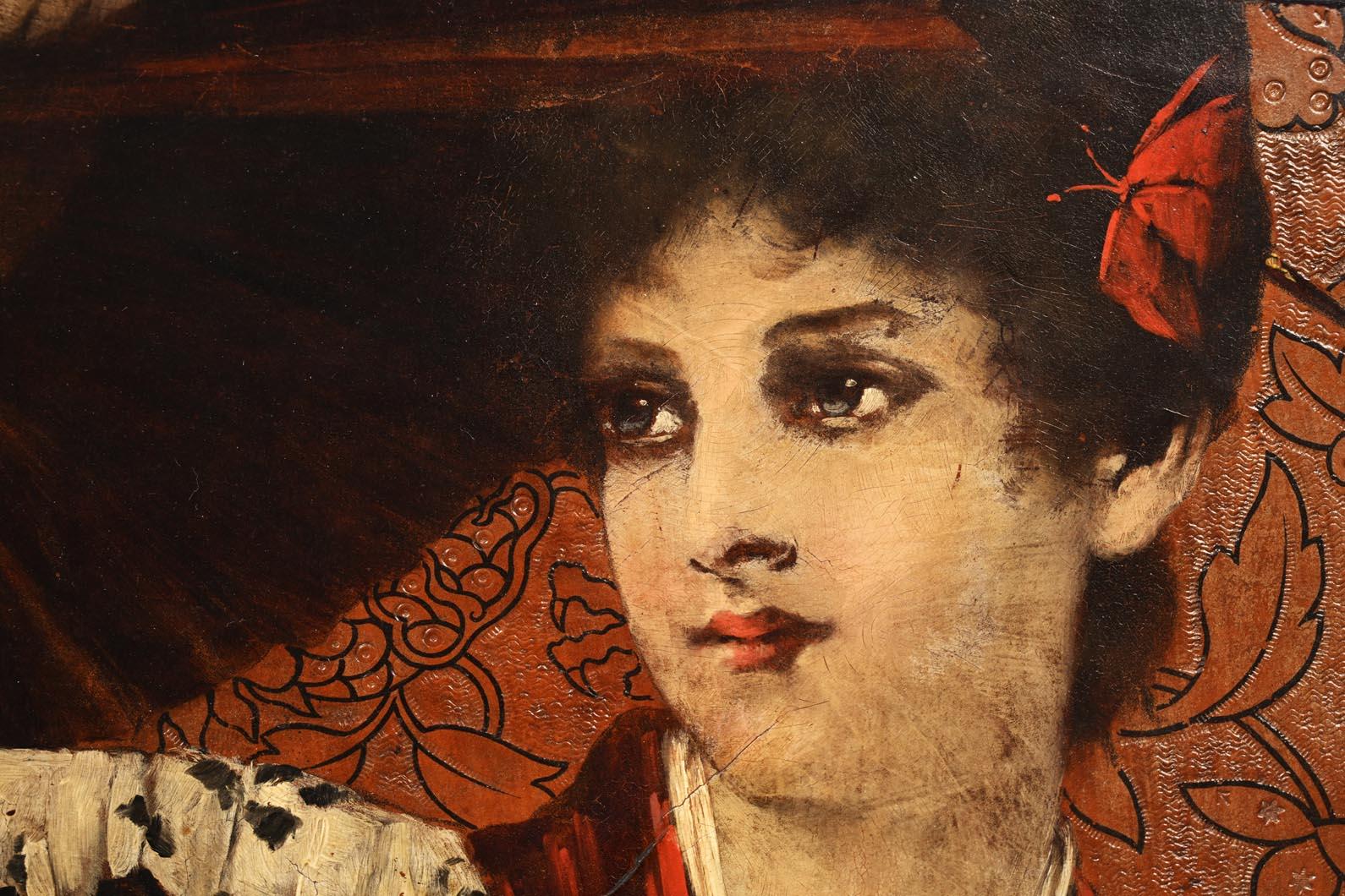 Giapponismo Conrad KIESEL (dopo), ritratto giapponese di una donna che indossa un kimono, 1880 ca. in vendita