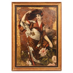 Conrad KIESEL (dopo), ritratto giapponese di una donna che indossa un kimono, 1880 ca.