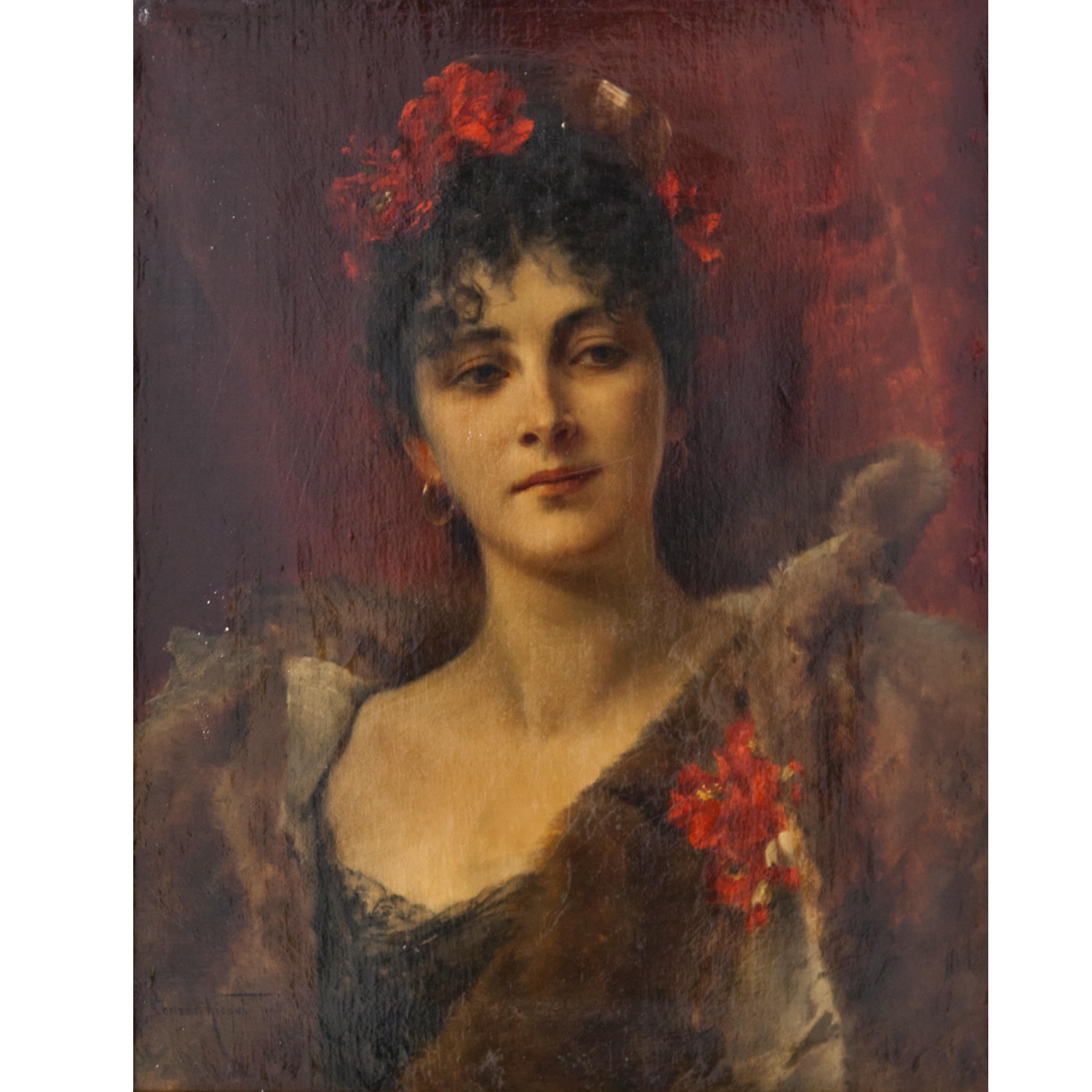 Conrad Kiesel Portrait Painting - Art Nouveau Lady