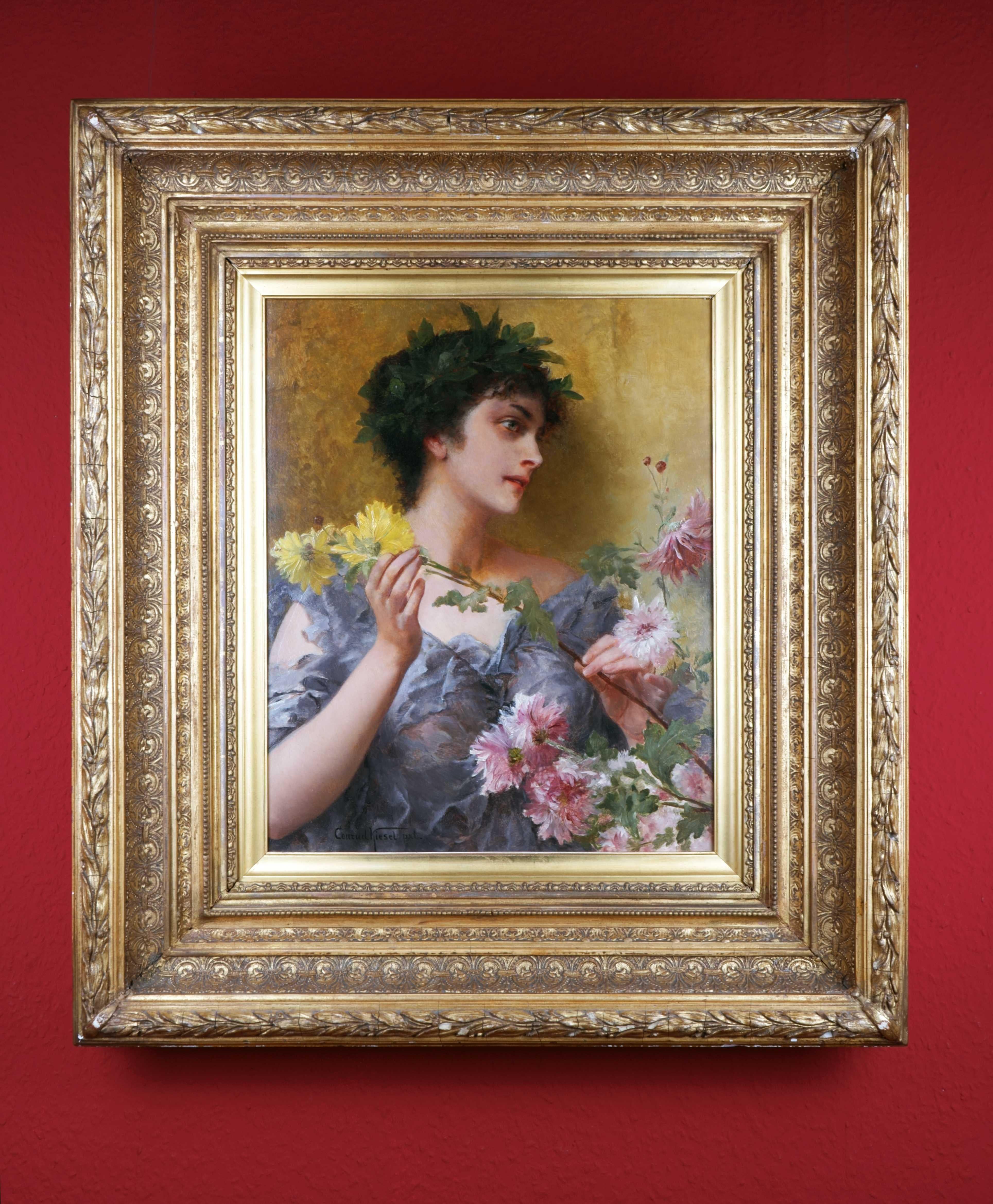 The gift of flowers - Academic Painting by Conrad Kiesel