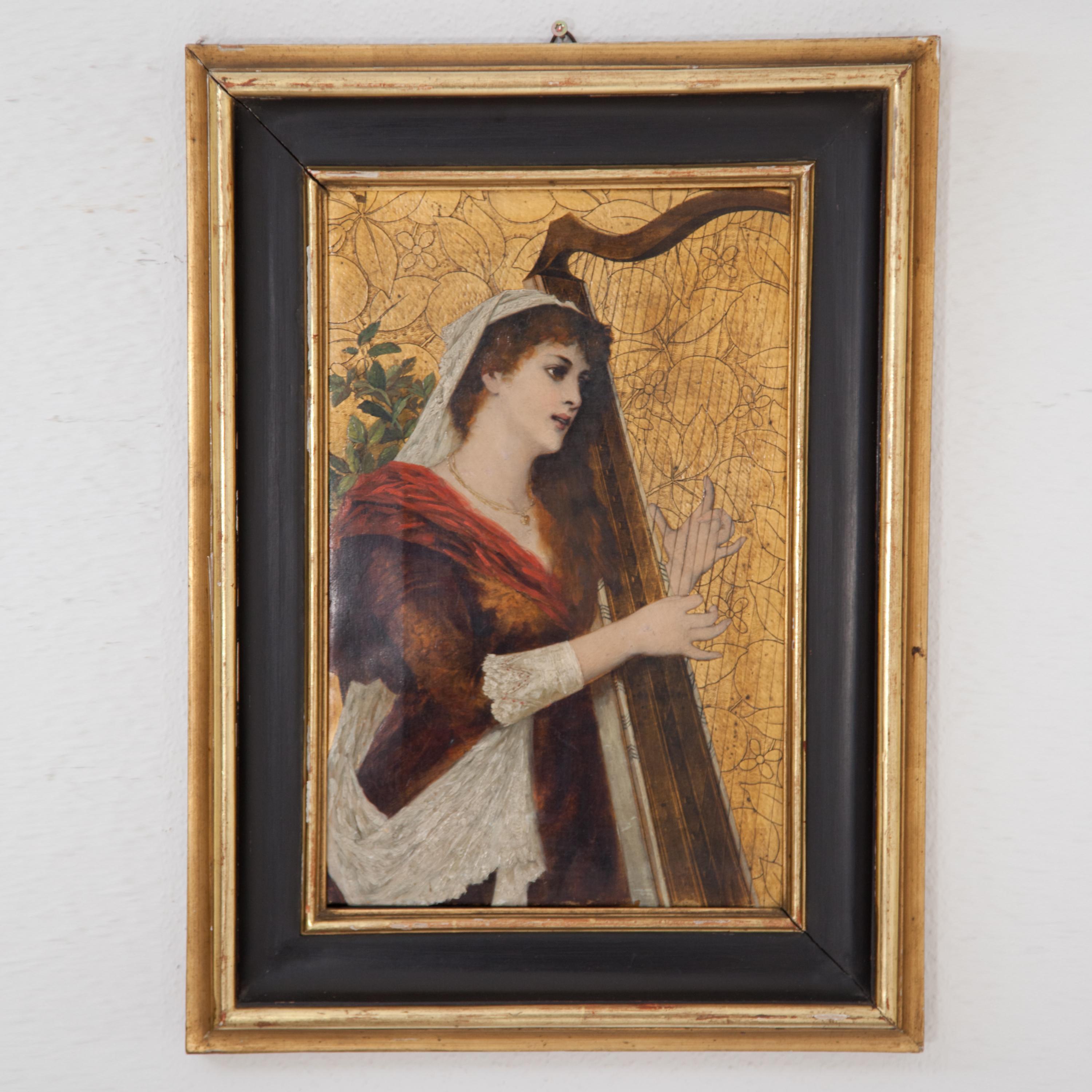 lady with harp painting