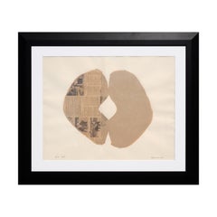 "Ibiza" Brown and Neutral-Toned Abstract Minimalist News Print Collage Ed. 12/35