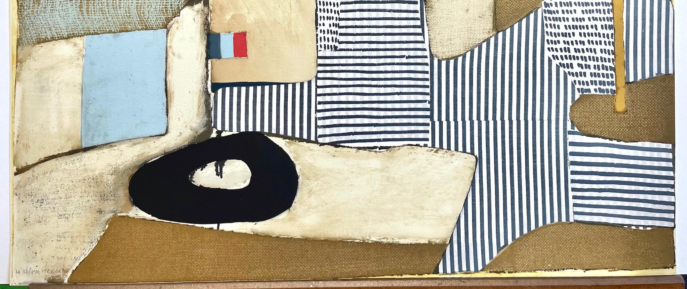 VILLA NEUVE Litografía firmada, Abstracto modernista, Paisaje urbano, Collage, Bandera en venta 3