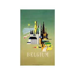 CIRCA 1950 Reiseplakat für Belgien entworfen von Conrad