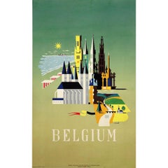 CIRCA 1950 Reiseplakat für Belgien entworfen von Conrad