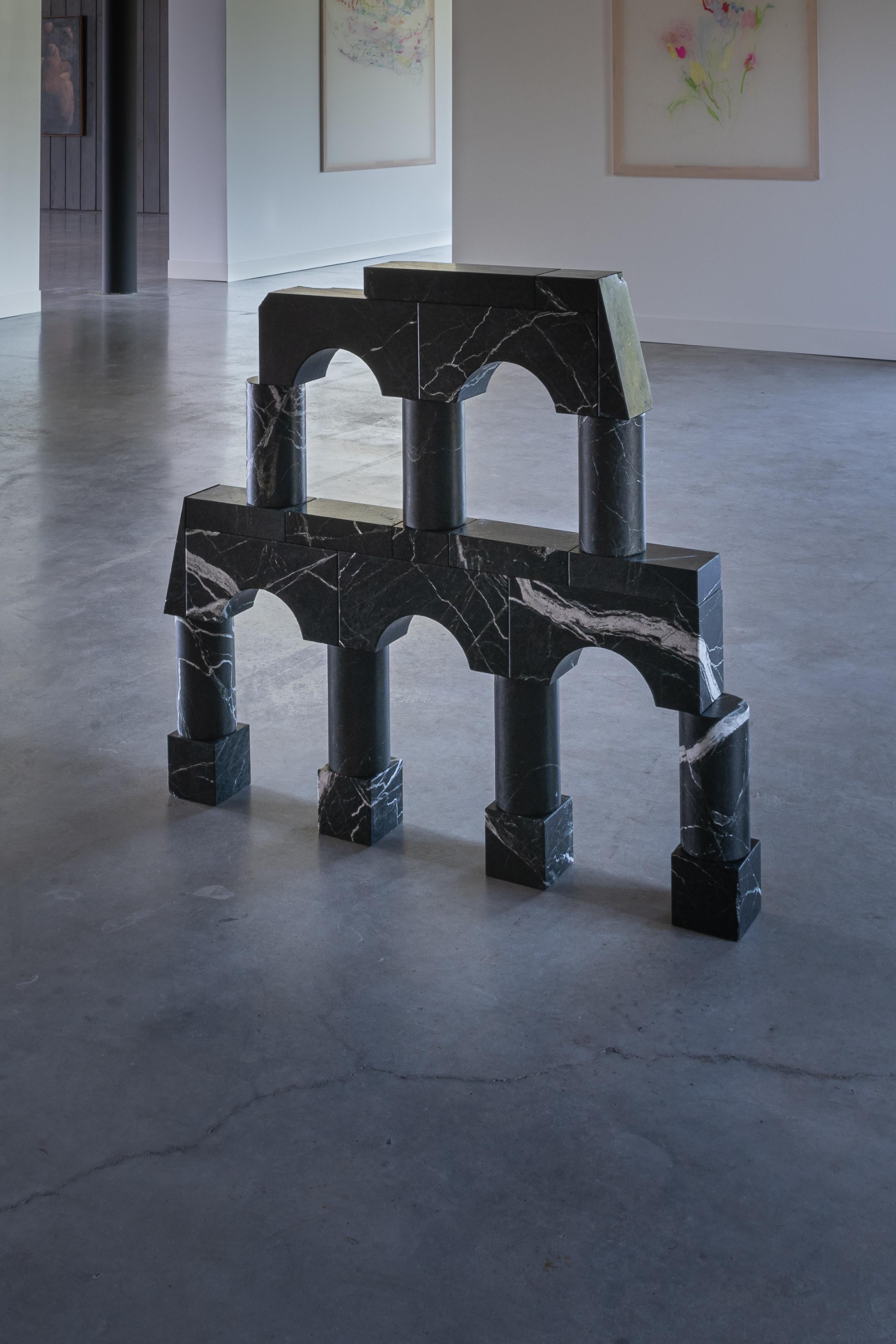 Architectural Sculpture made out of Black Marble, Aqueduct - 'Variation VII (V)' For Sale 10
