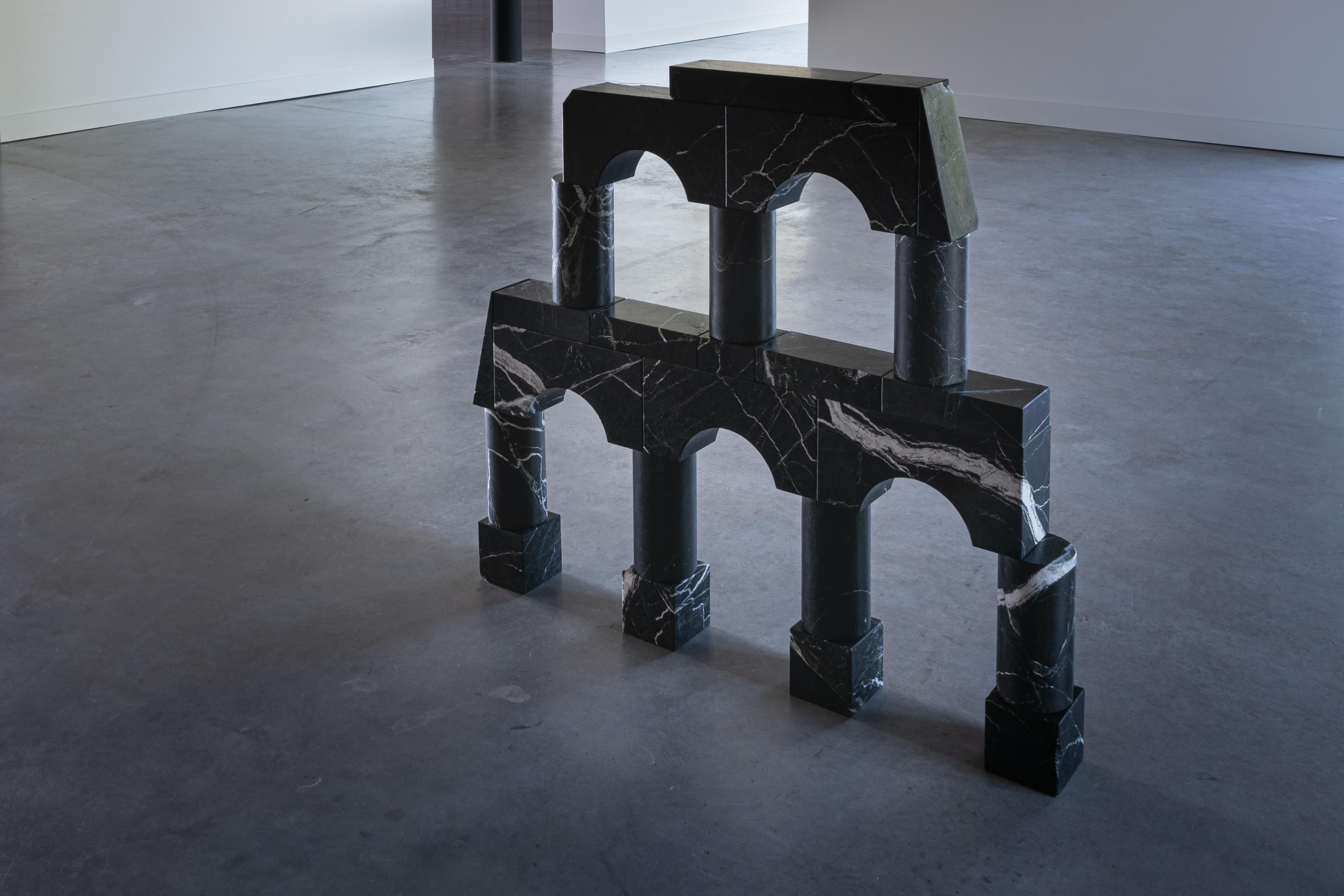 Architectural Sculpture made out of Black Marble, Aqueduct - 'Variation VII (V)' For Sale 11
