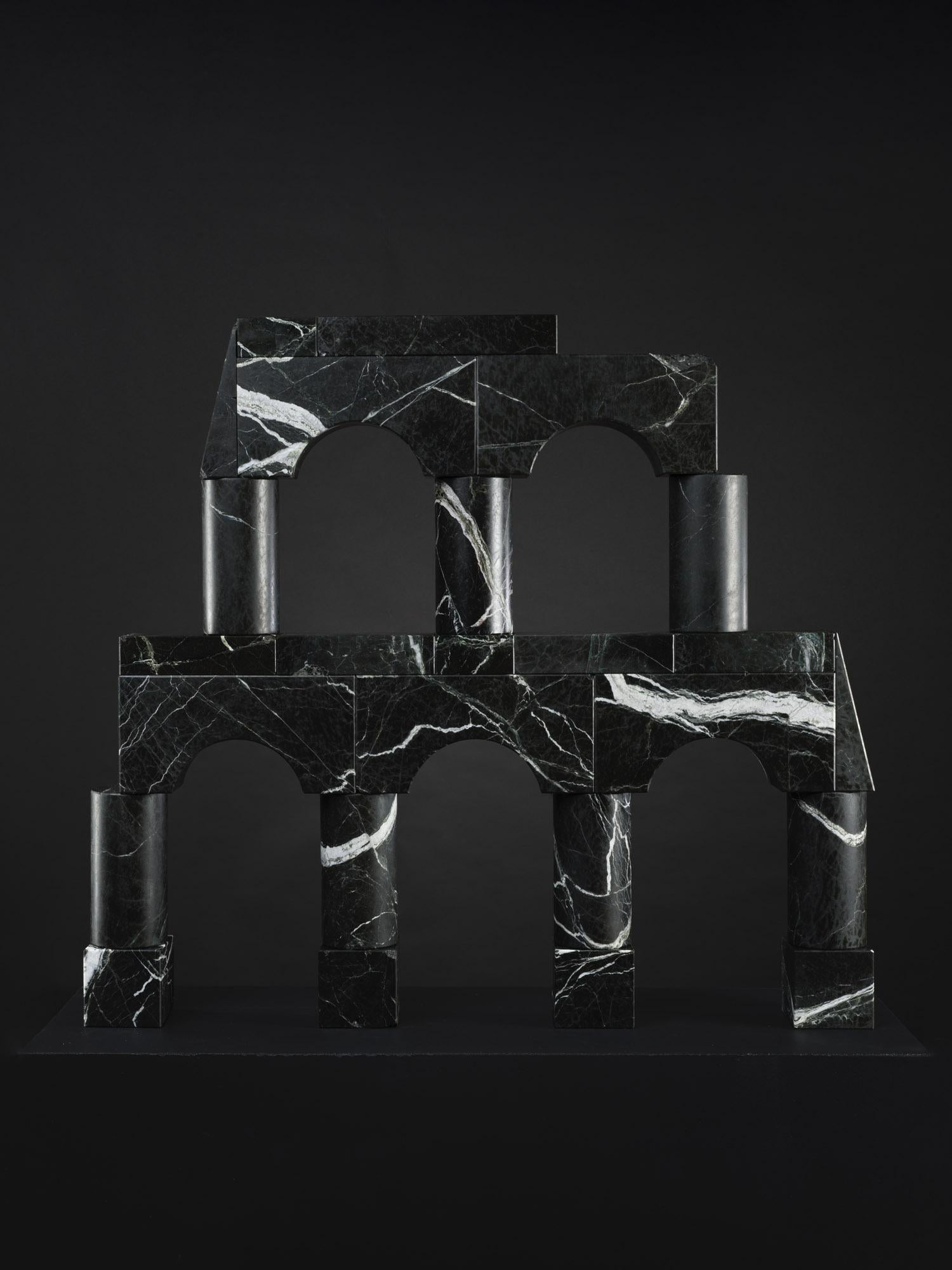 Architectural Sculpture made out of Black Stone, 2025 - 'Variation VII (V)' - Mixed Media Art by Conrad Willems