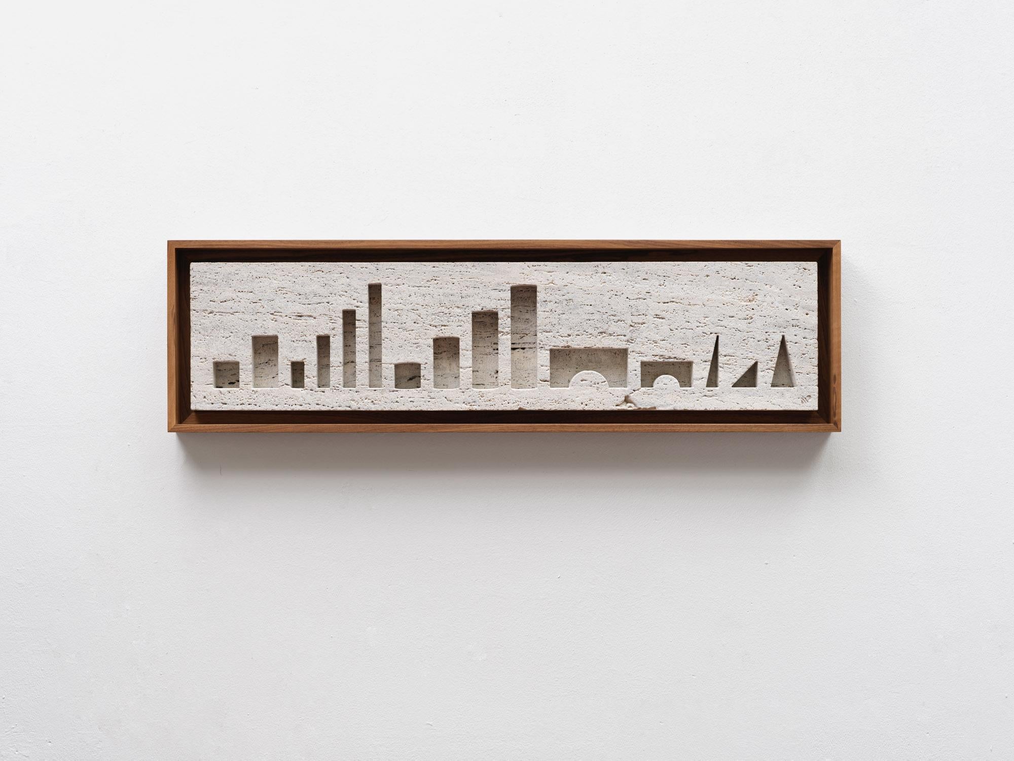 Travertine Skyline Relief of Construction Blocks, 2025 - 'I-XV (travertine)' - Contemporary Mixed Media Art by Conrad Willems