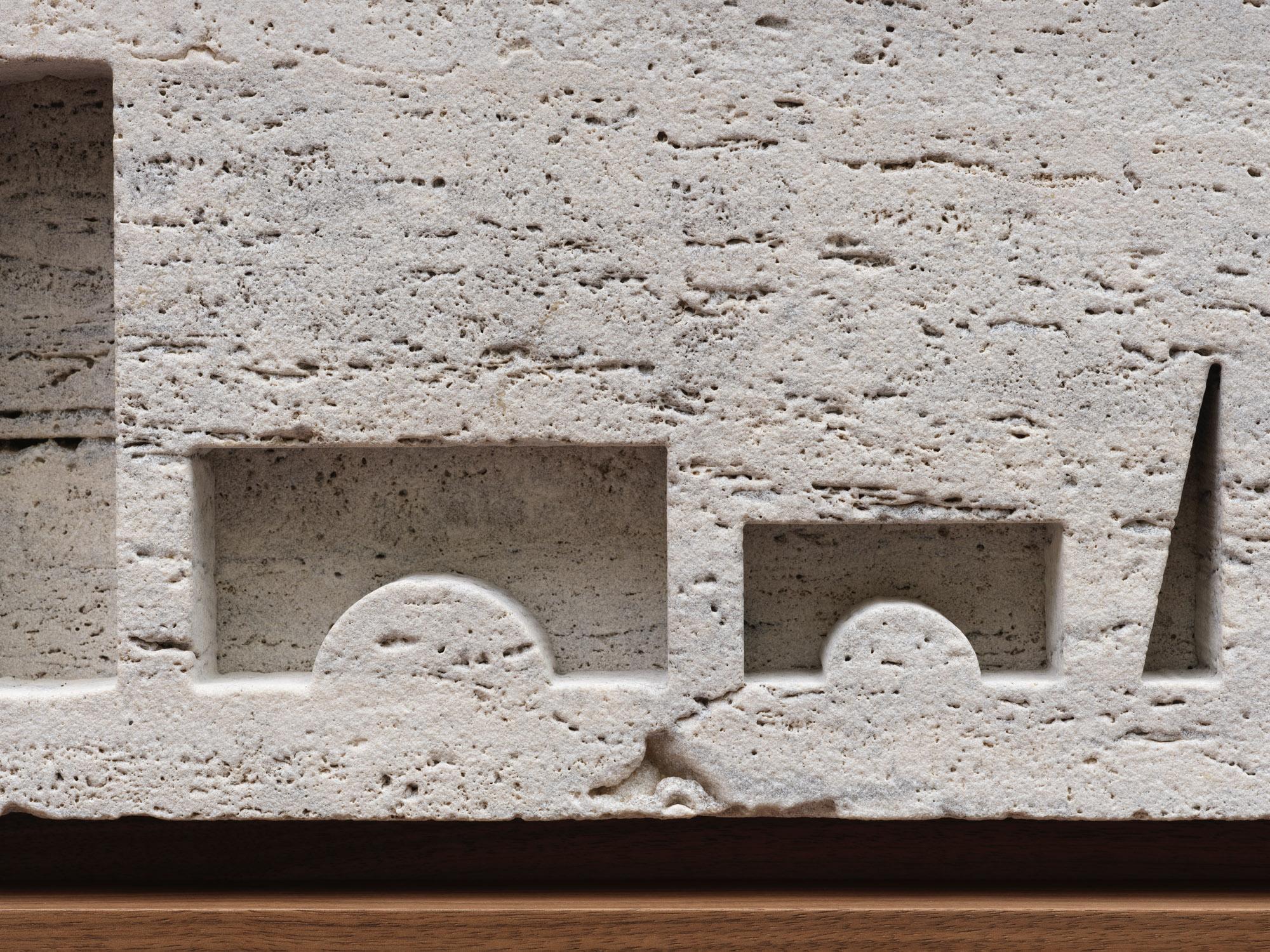 Travertine Skyline Relief of Construction Blocks, 2025 - 'I-XV (travertine)' For Sale 3