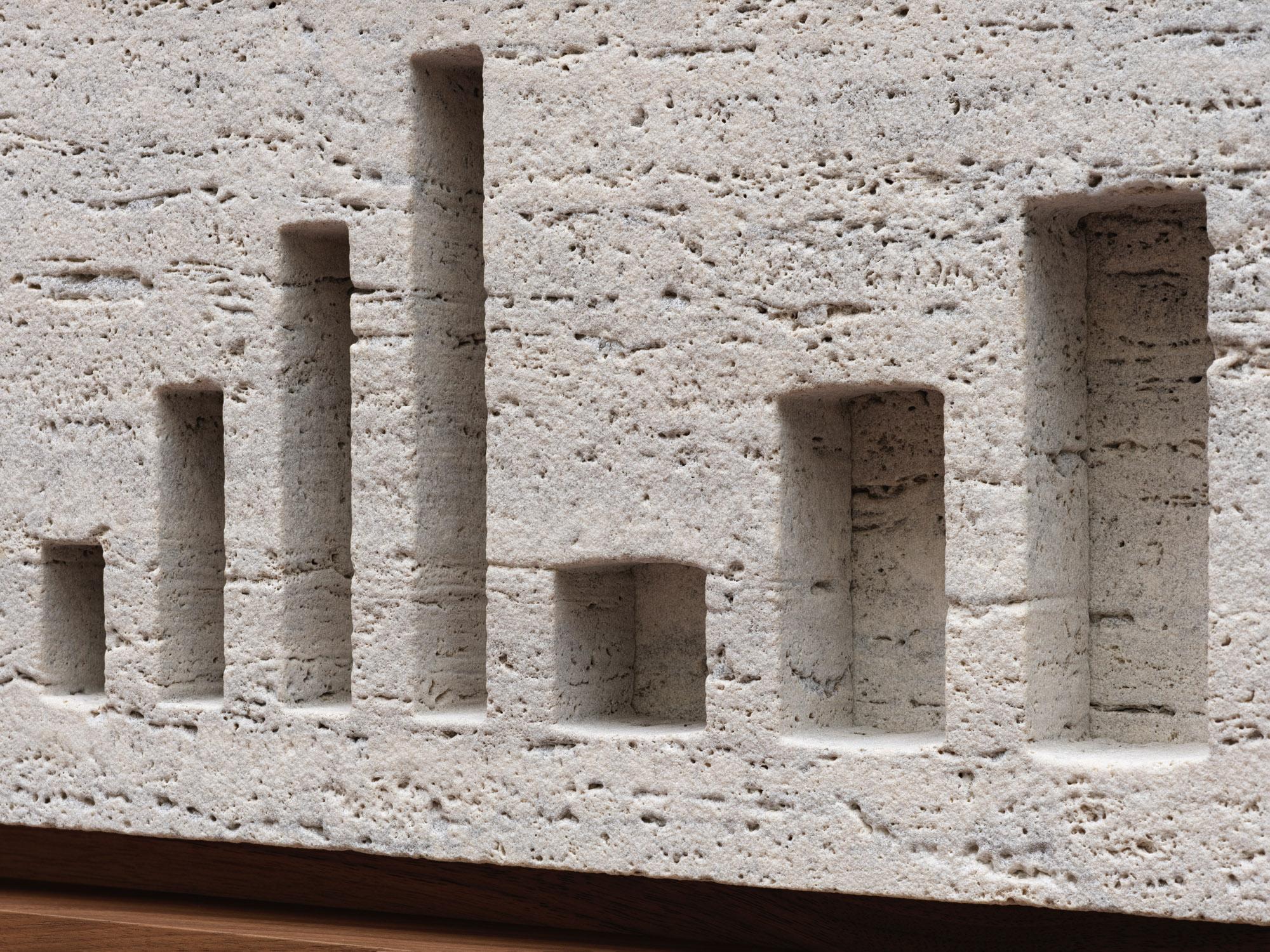 Travertine Skyline Relief of Construction Blocks, 2025 - 'I-XV (travertine)' For Sale 4