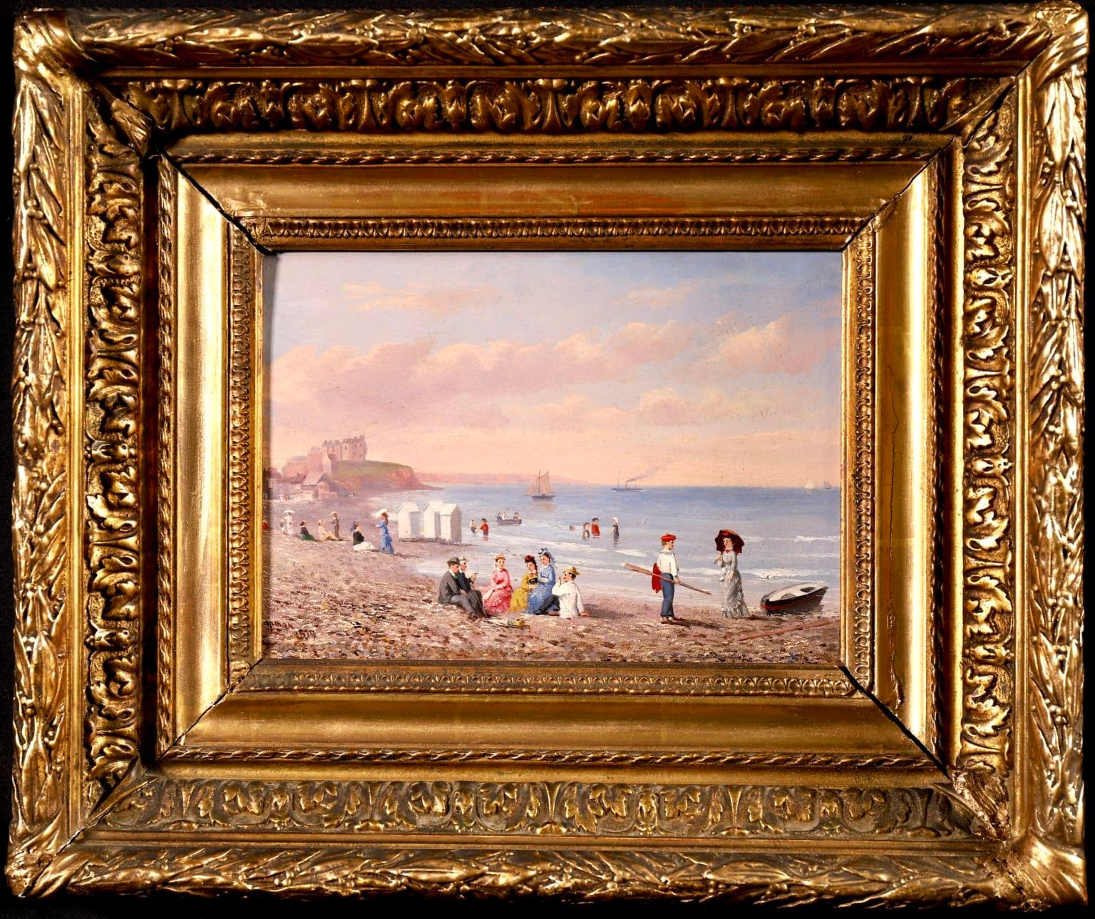 Dieppe-Figures on the Beach - Impressionist Oil, Figures Landscape - C W Chapman - Painting by Conrad Wise Chapman
