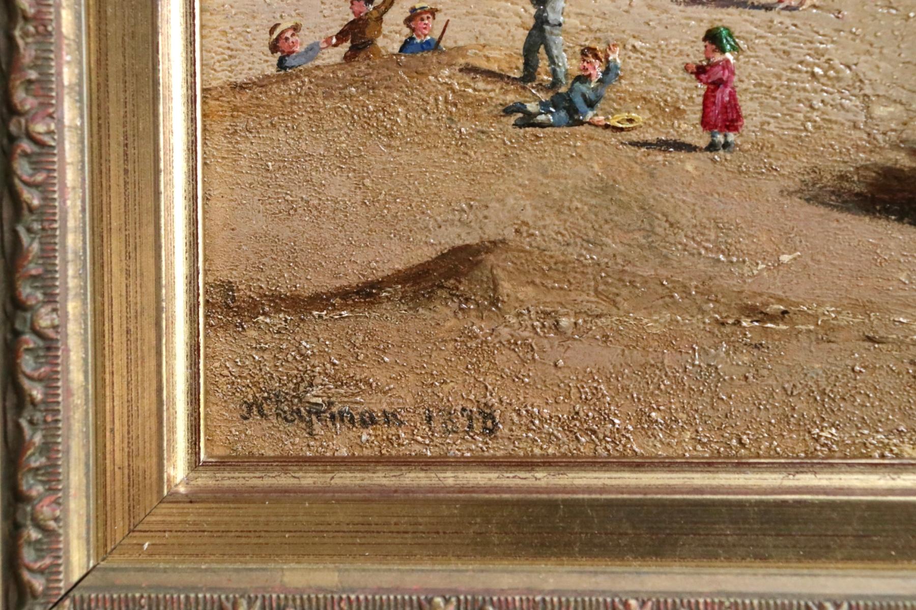 Trouville-sur-Mer - Öl aus dem 19. Jahrhundert:: Figuren auf einer Strandlandschaft von CW Chapman (Impressionismus), Painting, von Conrad Wise Chapman
