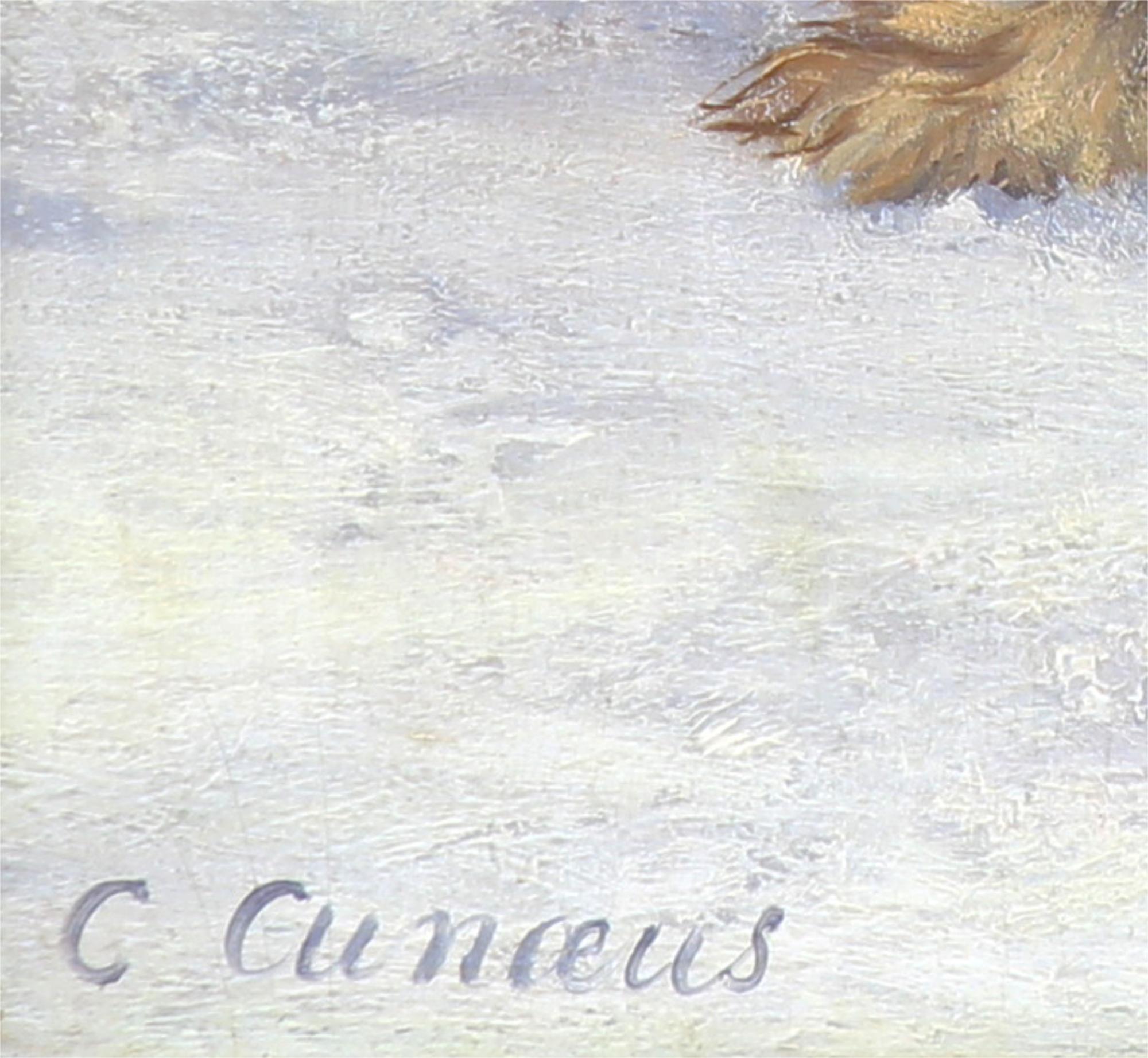 Oil On Panel, Portrait Of A Terrier Dog By Conradijn Cunaeus 19th - Flemish School Painting by Conradijn Cunaueus
