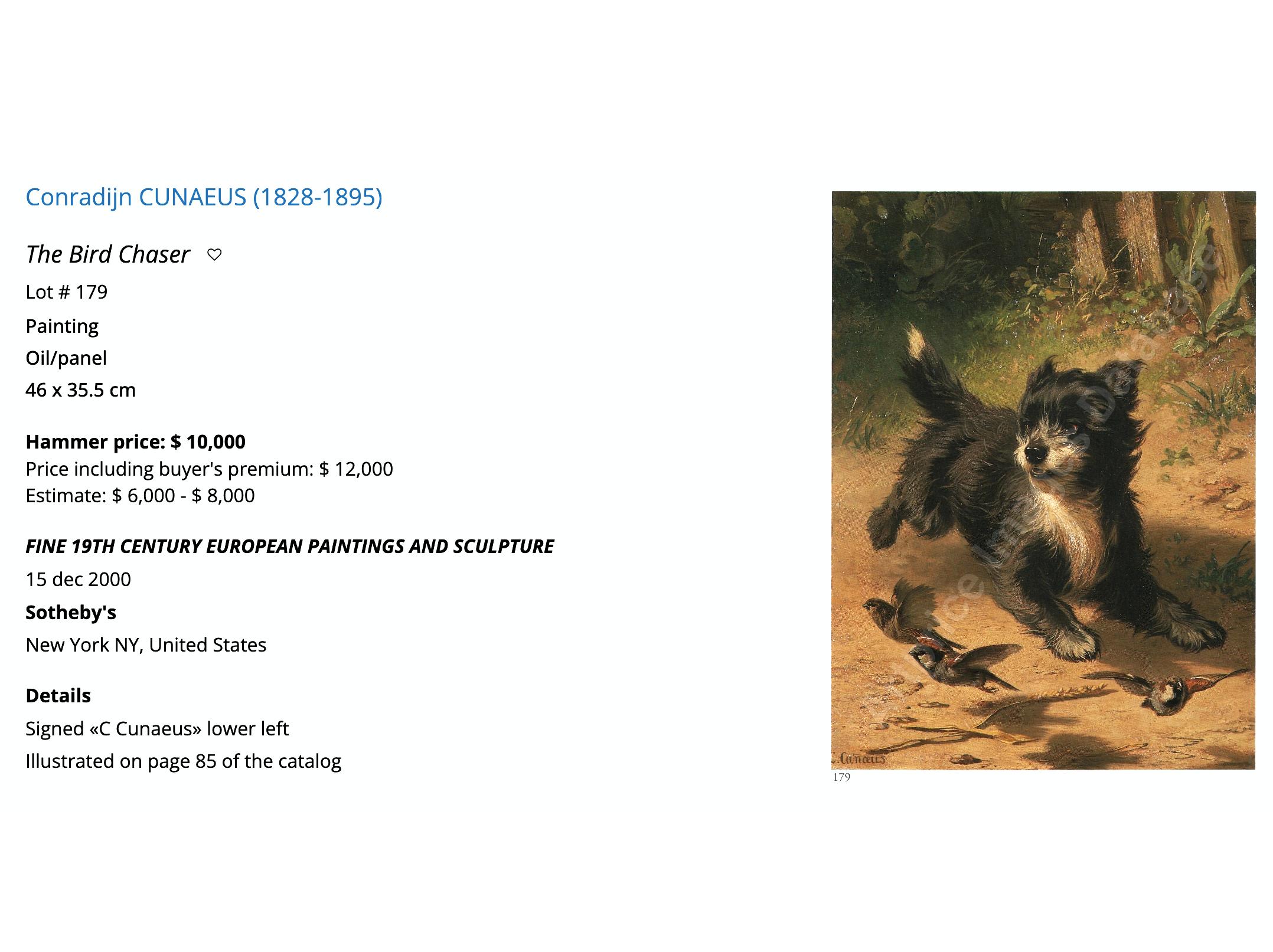 Oil On Panel, Portrait Of A Terrier Dog By Conradijn Cunaeus 19th 1